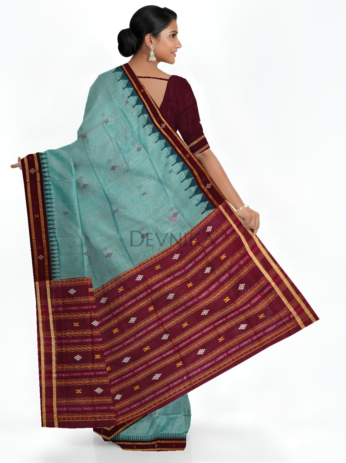 Light Green Boarder Pasapalli Saree | Odisha Handloom GI Tagged | Devnika