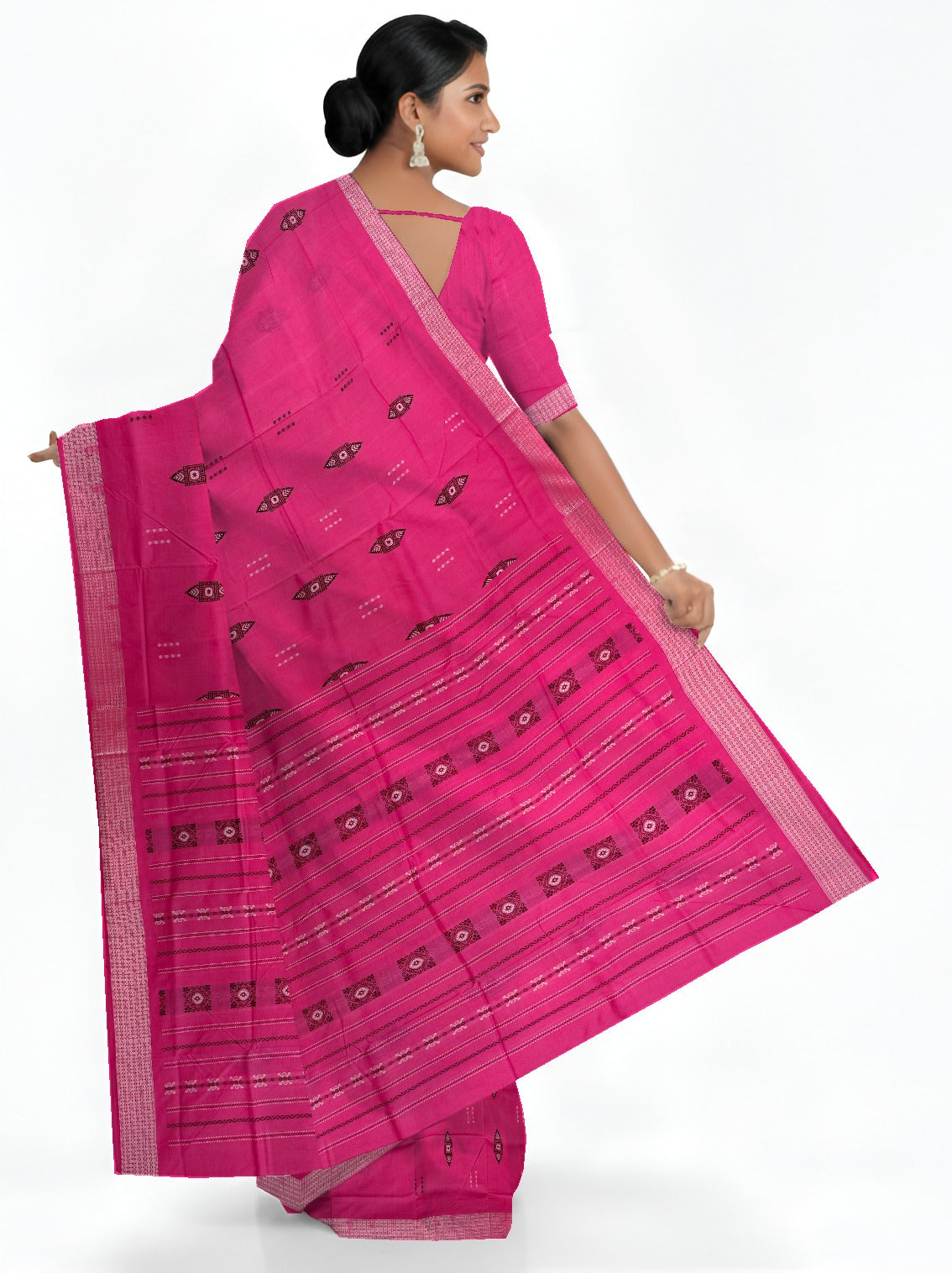 Pink Bomkai Butti Sambalapuri | Odisha Handloom GI Tagged | Devnika