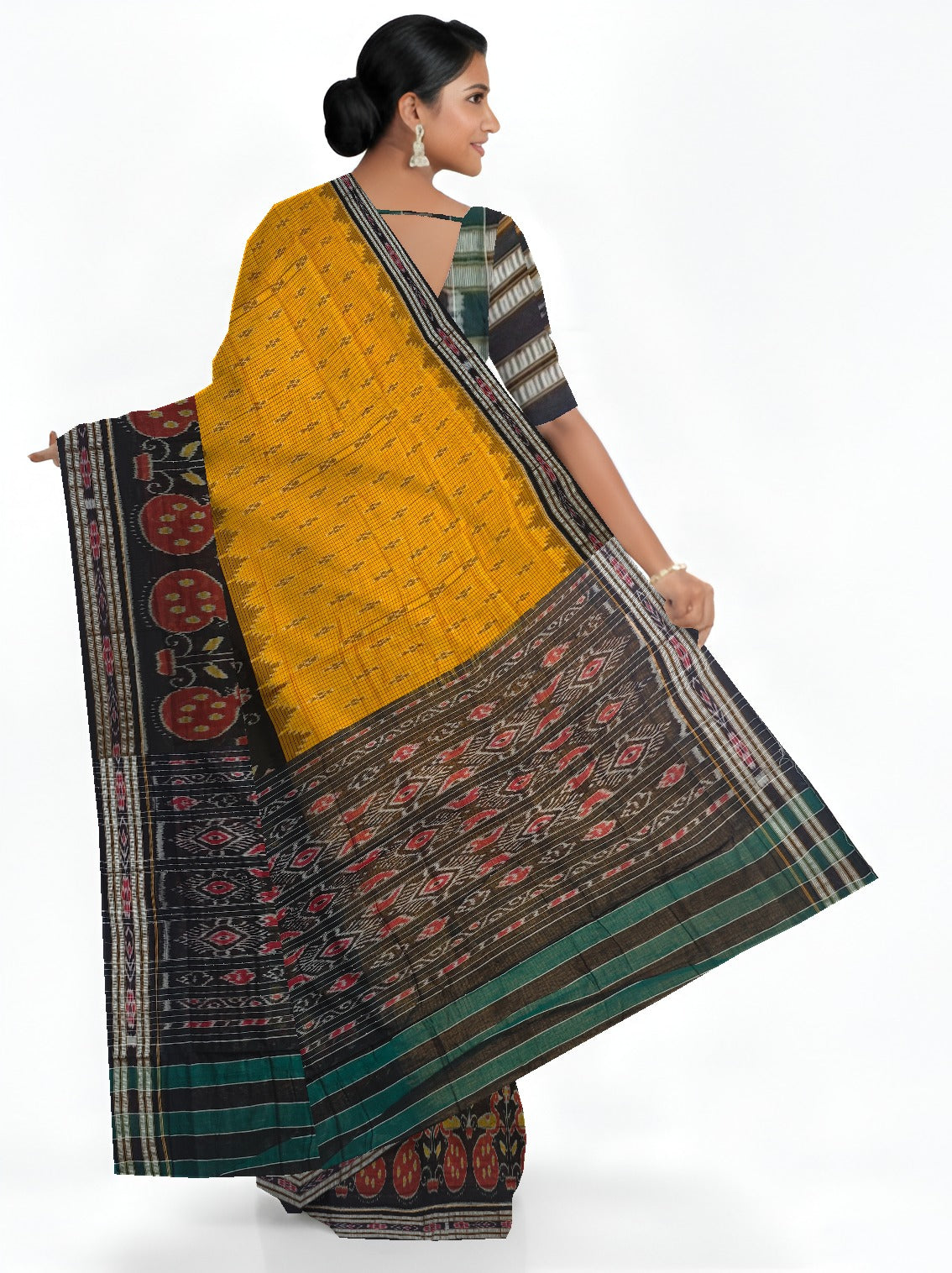 Golden Yellow Mania Bandha Traditional Katiki Saree | Odisha Handloom GI Tagged | Devnika