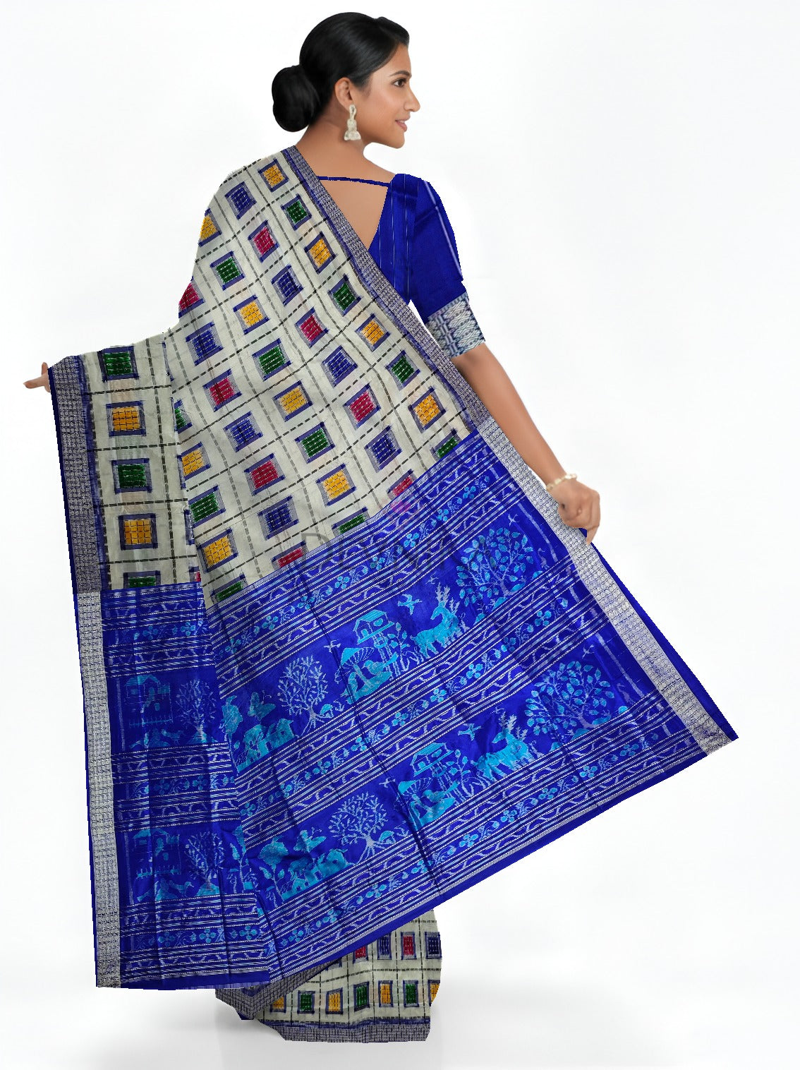 White Aswini Pata Saree | Odisha Handloom GI Tagged | Devnika
