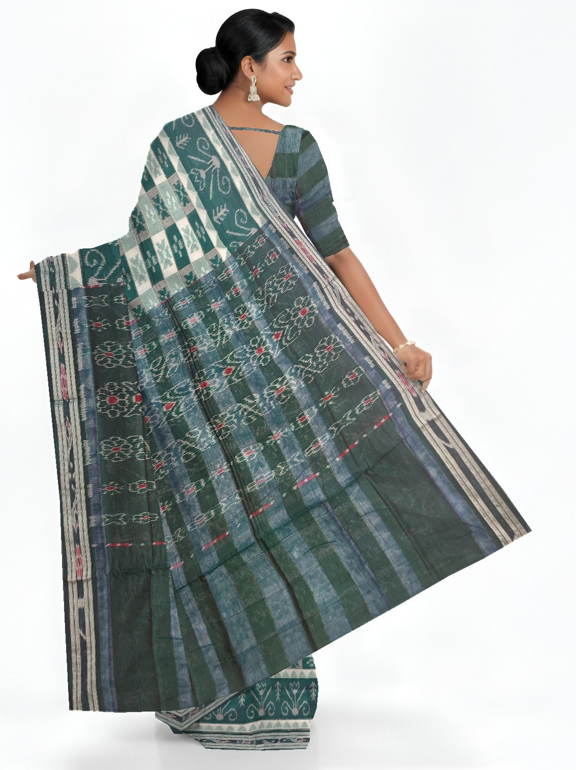 Green Mania Bandha Traditional Katiki Saree | Odisha Handloom GI Tagged | Devnika