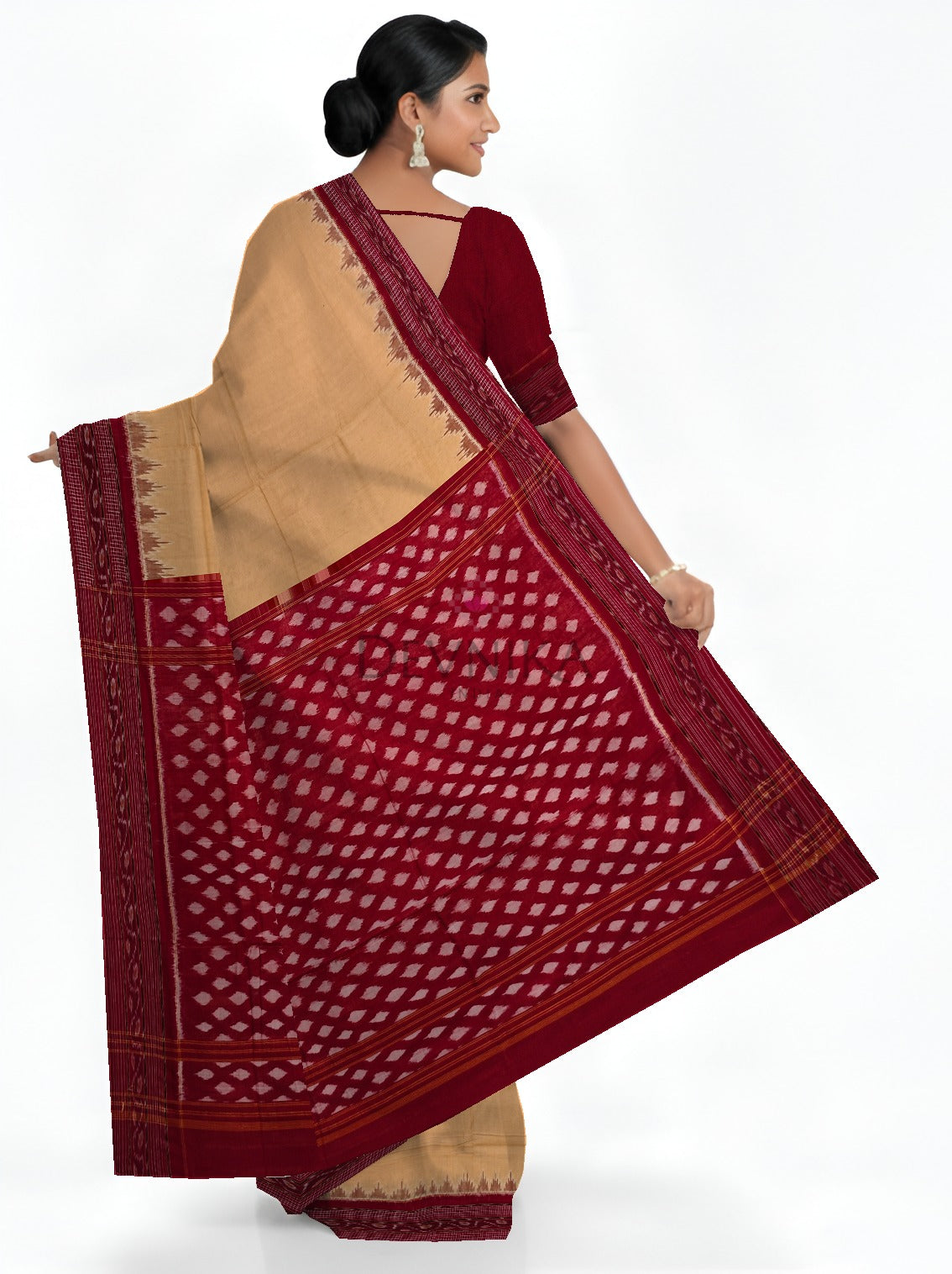 Chandan Temple Border Bandha Saree(High School Teacher Saree) | Odisha Handloom GI Tagged | Devnika