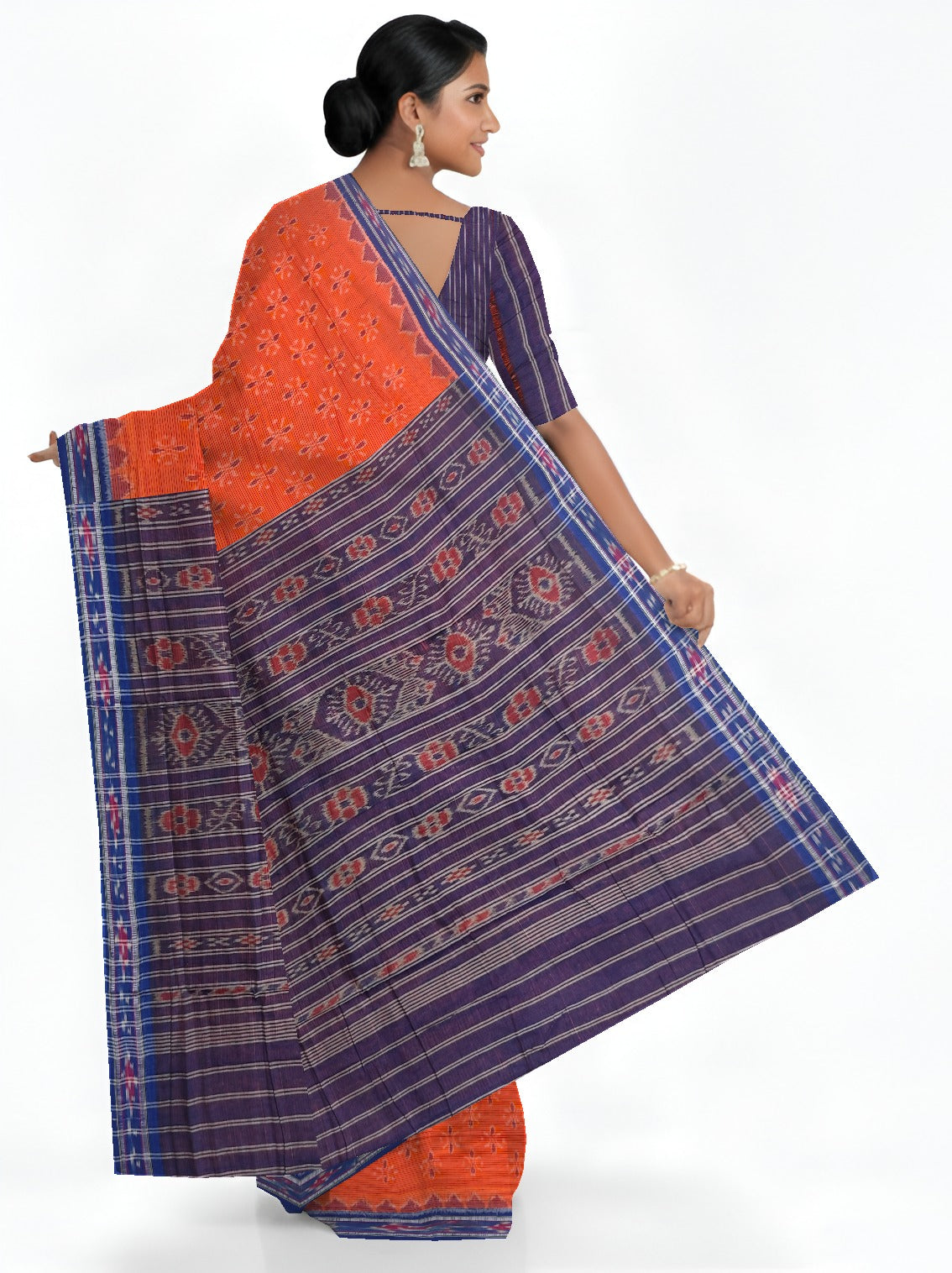 Orange Mania Bandha Traditional Katiki Saree | Odisha Handloom GI Tagged | Devnika