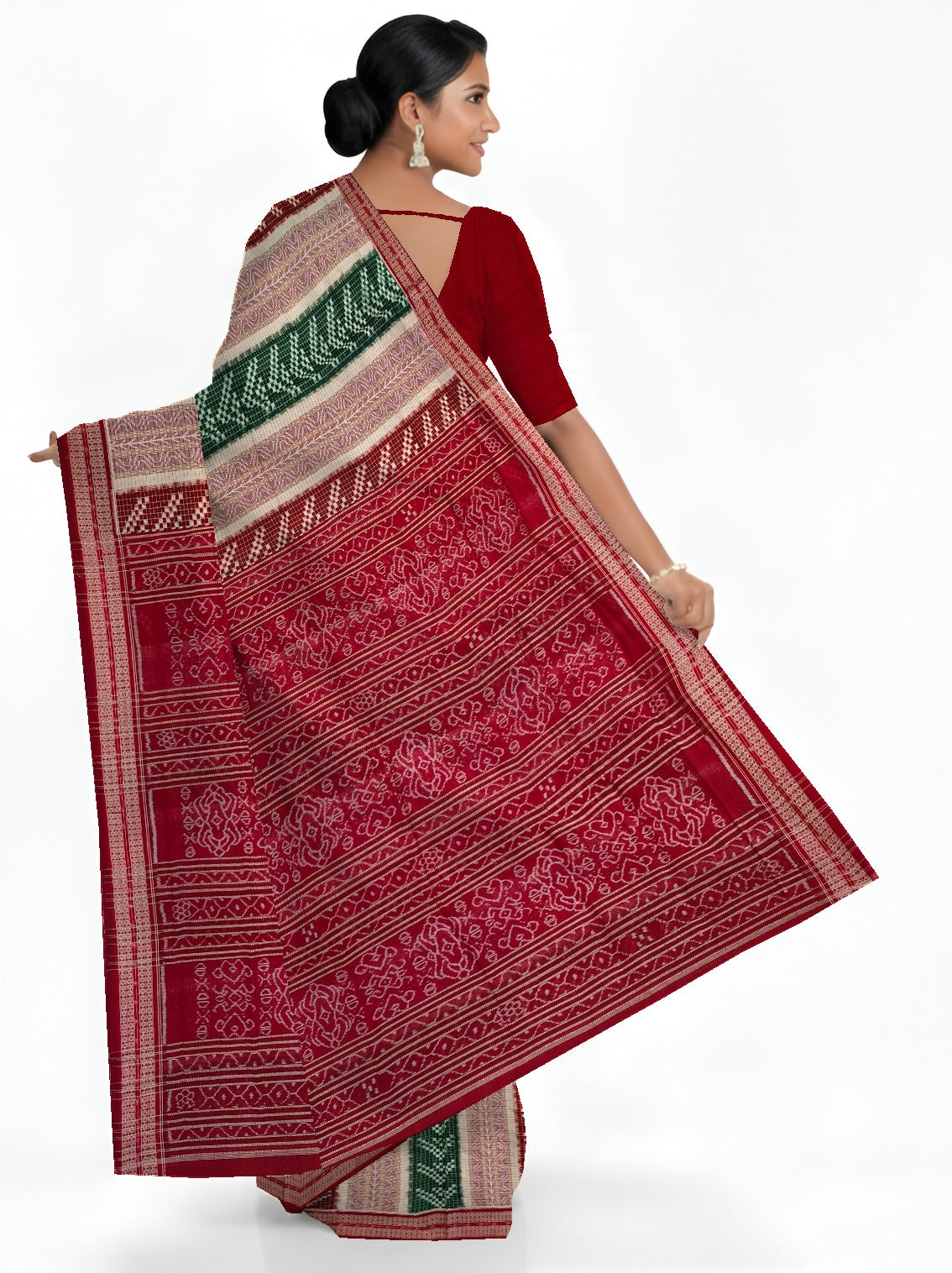 Maroon & Green Bandha Pasapalli Saree | Odisha Handloom | Devnika