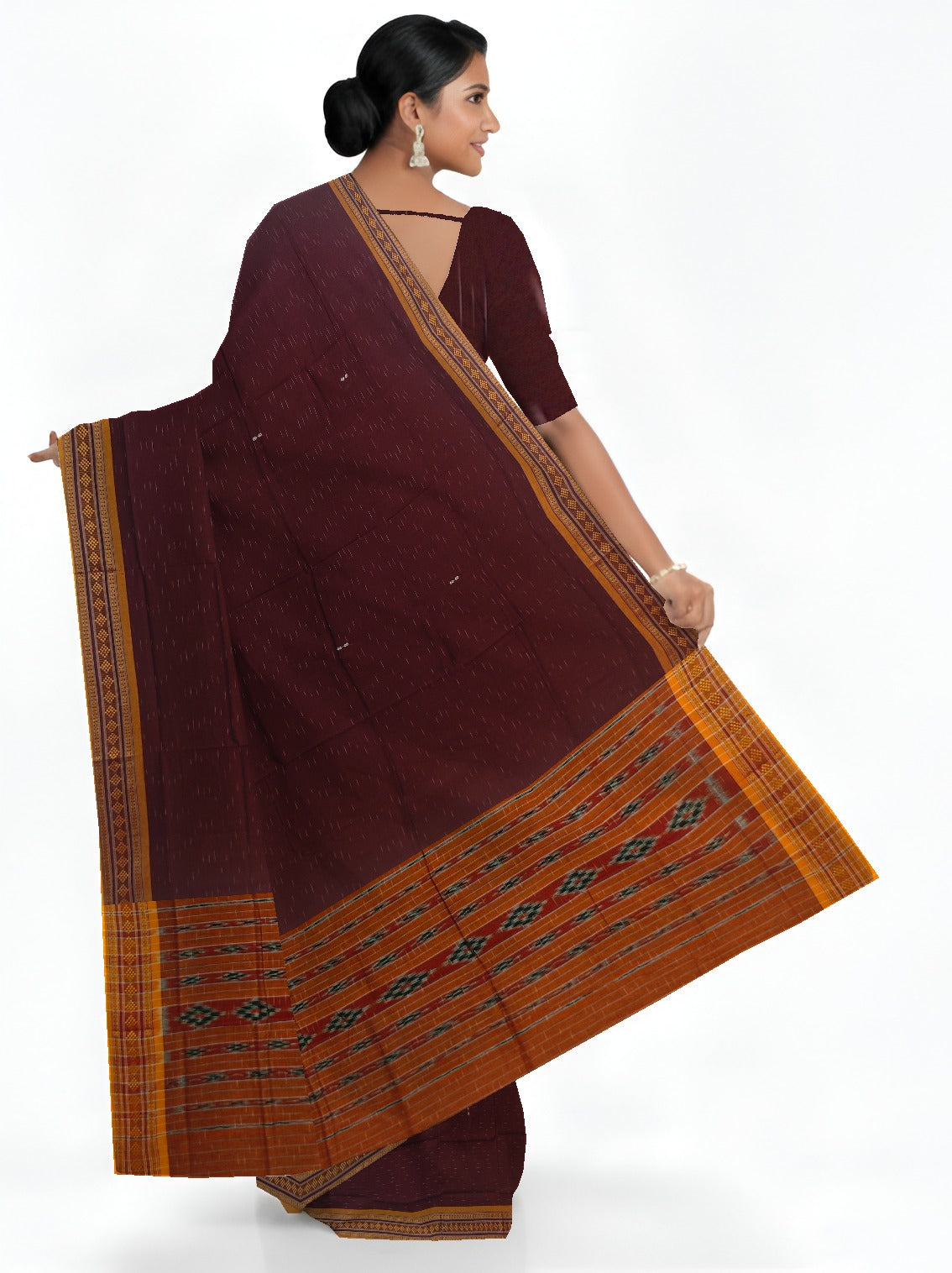 Light Coffee Bomkai Border Pasapalli Saree | Odisha Handloom GI Tagged | Devnika