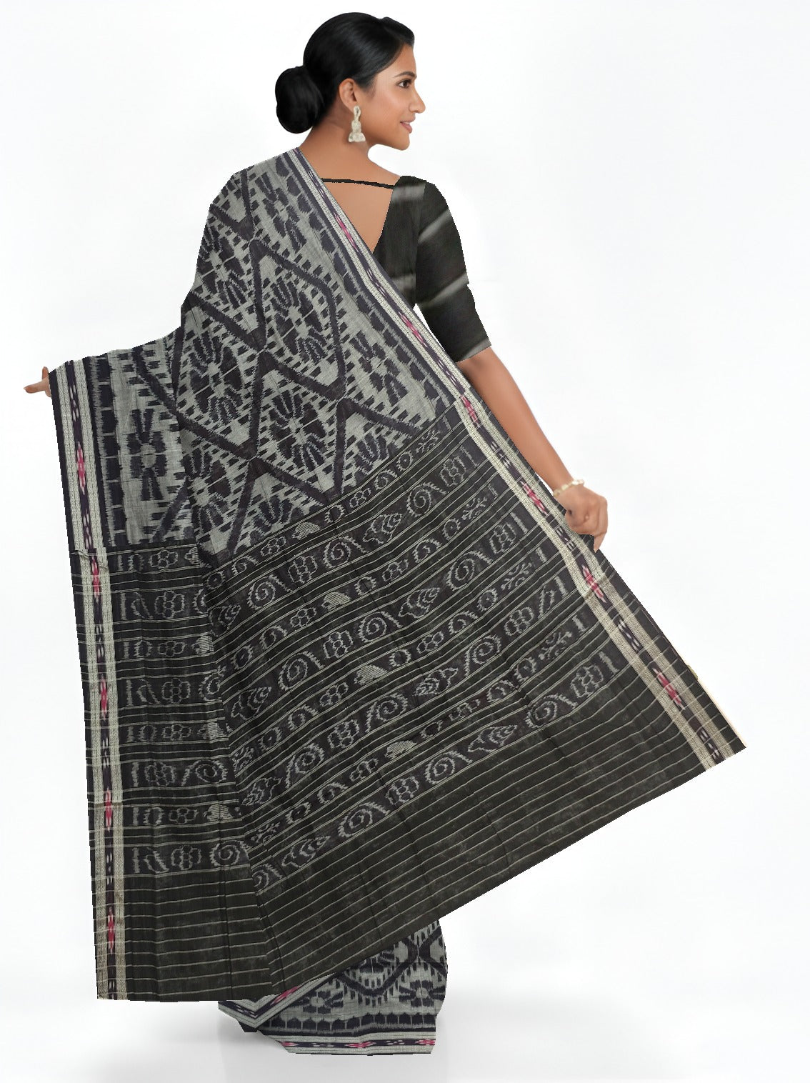Black Mania Bandha Traditional Katiki Saree | Odisha Handloom GI Tagged | Devnika