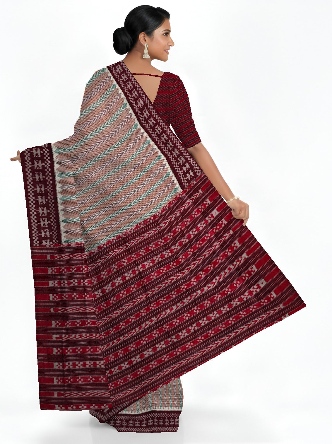 Brown Green Dhanpatri Bandha Saree