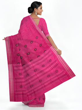 Pink Bomkai Butti Sambalapuri Saree | Odisha Handloom GI Tagged | Devnika