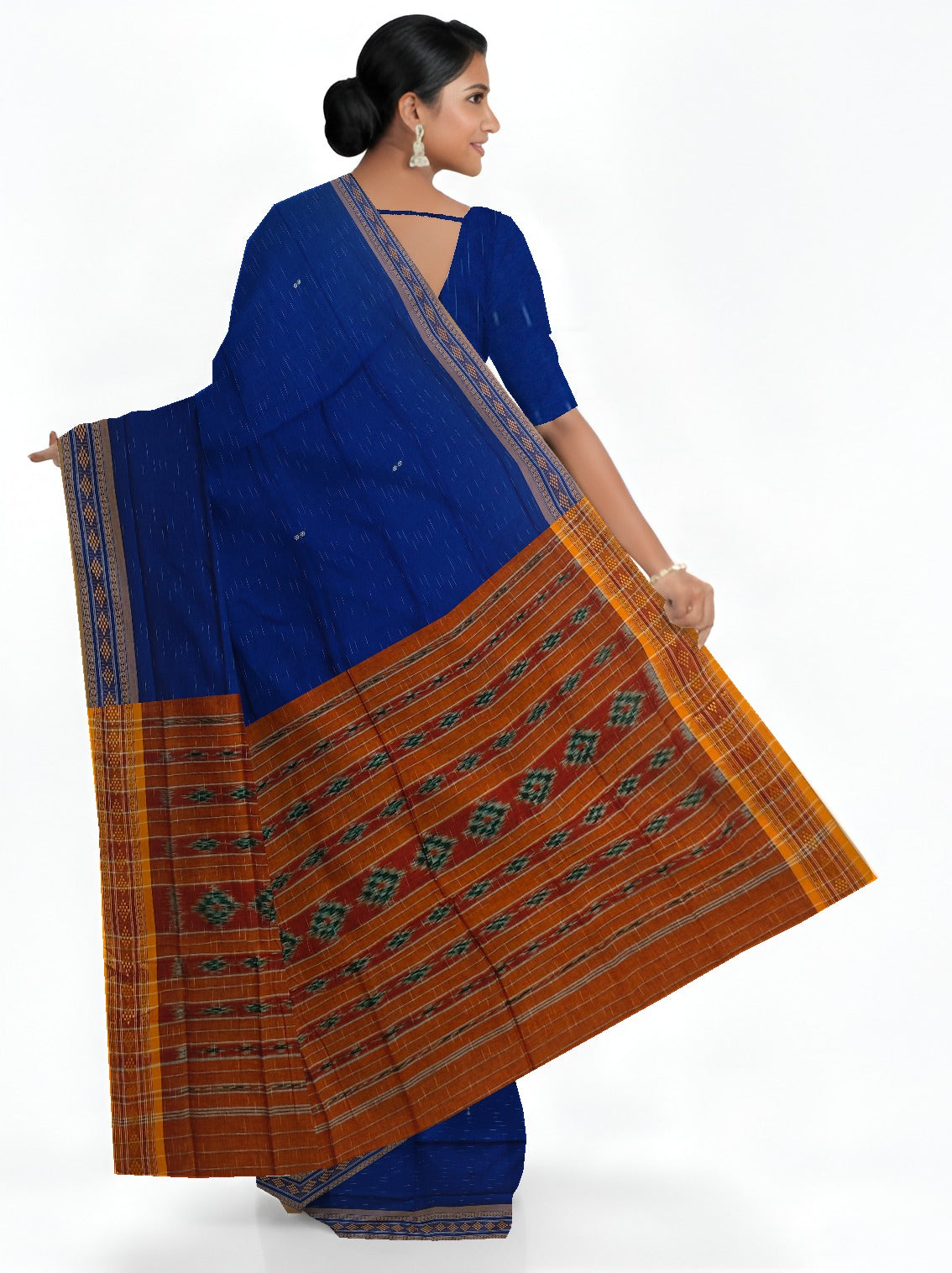 Navy Blue Bomkai Border Pasapalli Saree | Odisha Handloom GI Tagged | Devnika