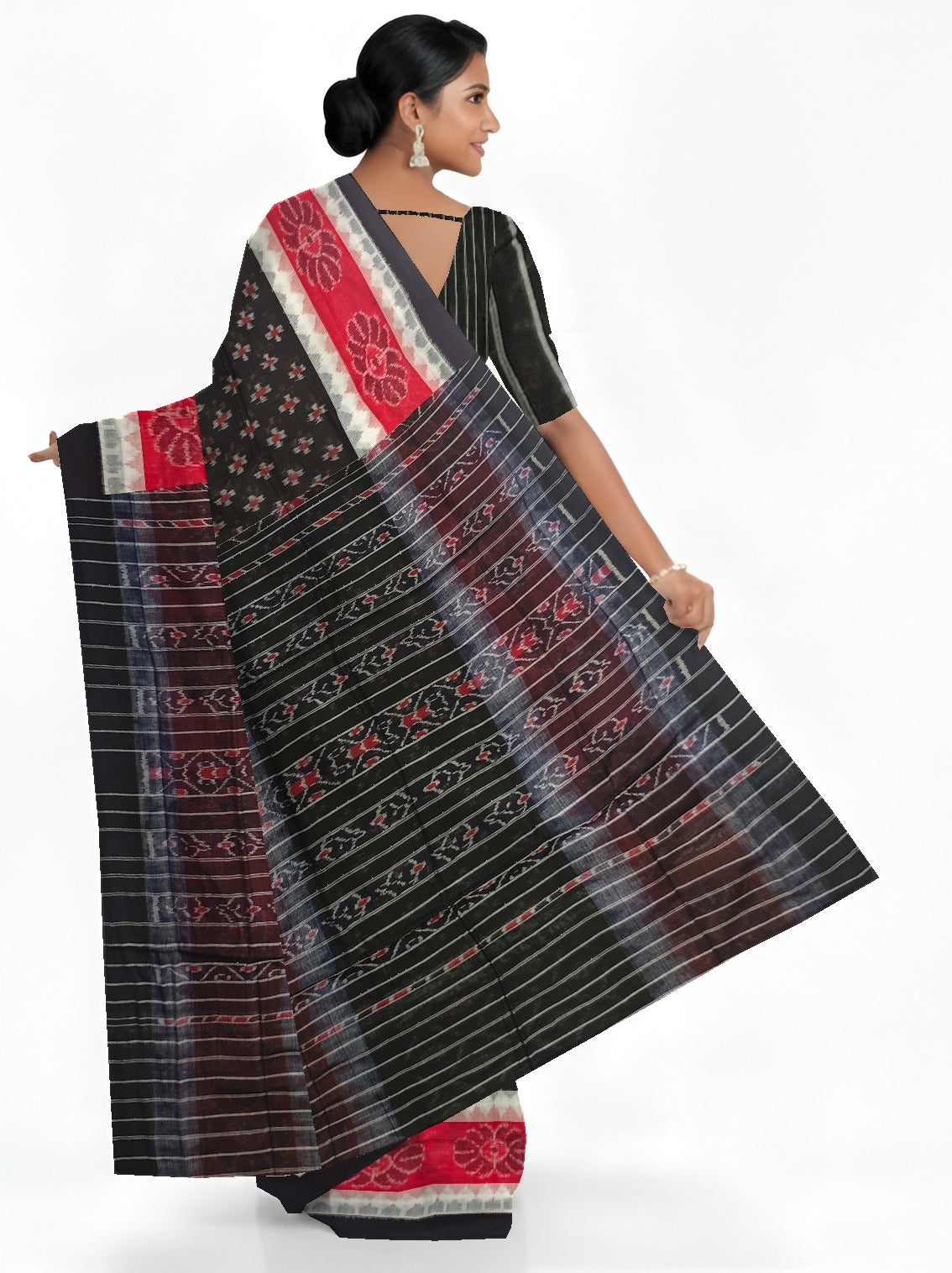 Black Mania Bandha Traditional Katiki Saree | Odisha Handloom GI Tagged | Devnika