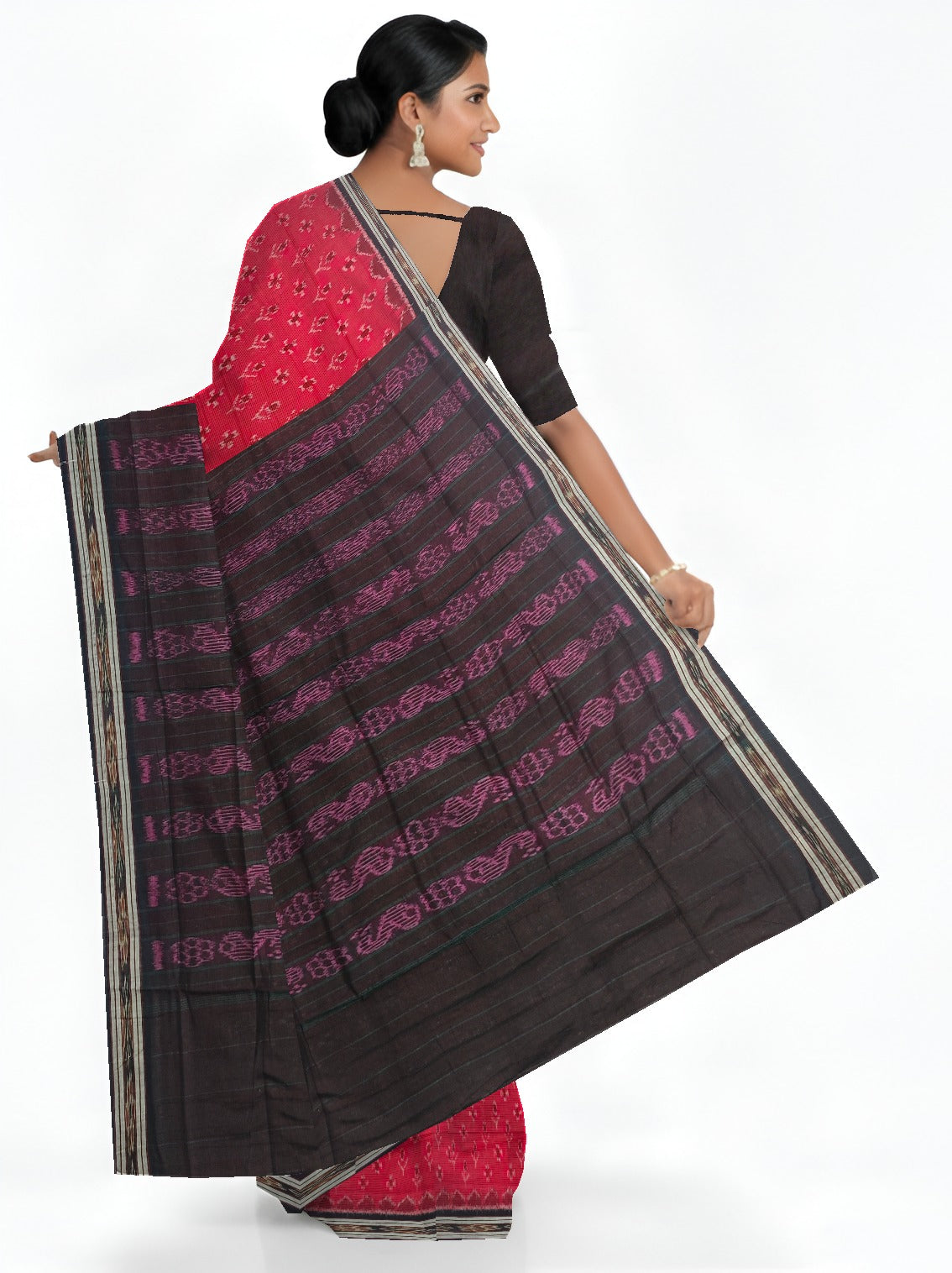 Deep Red Mania Bandha Traditional Katiki Saree | Odisha Handloom GI Tagged | Devnika