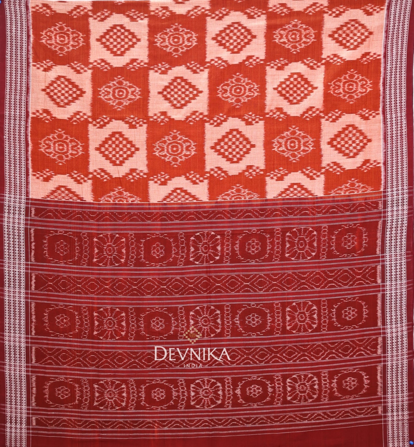 Brown Body Bandha Handloom Cotton Saree | Odisha Handloom | Devnika