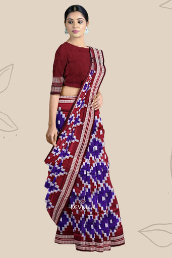 Silver and Violet Bandha Pasapalli Saree | Odisha Handloom | Devnika
