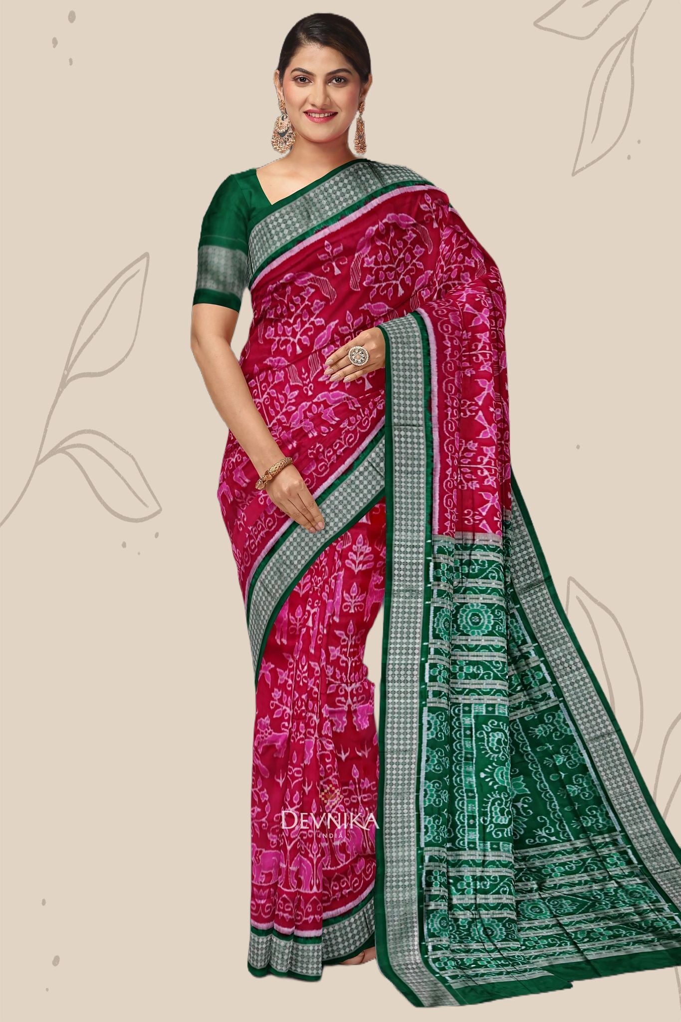 Hot Pink Traditional Body Bandha Saree