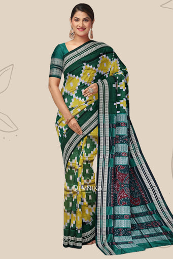 Yellow and Green Body Pasapalli Saree