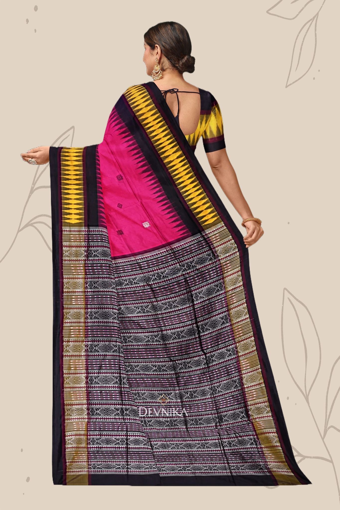 Hot Pink Bomkai Special Border Saree