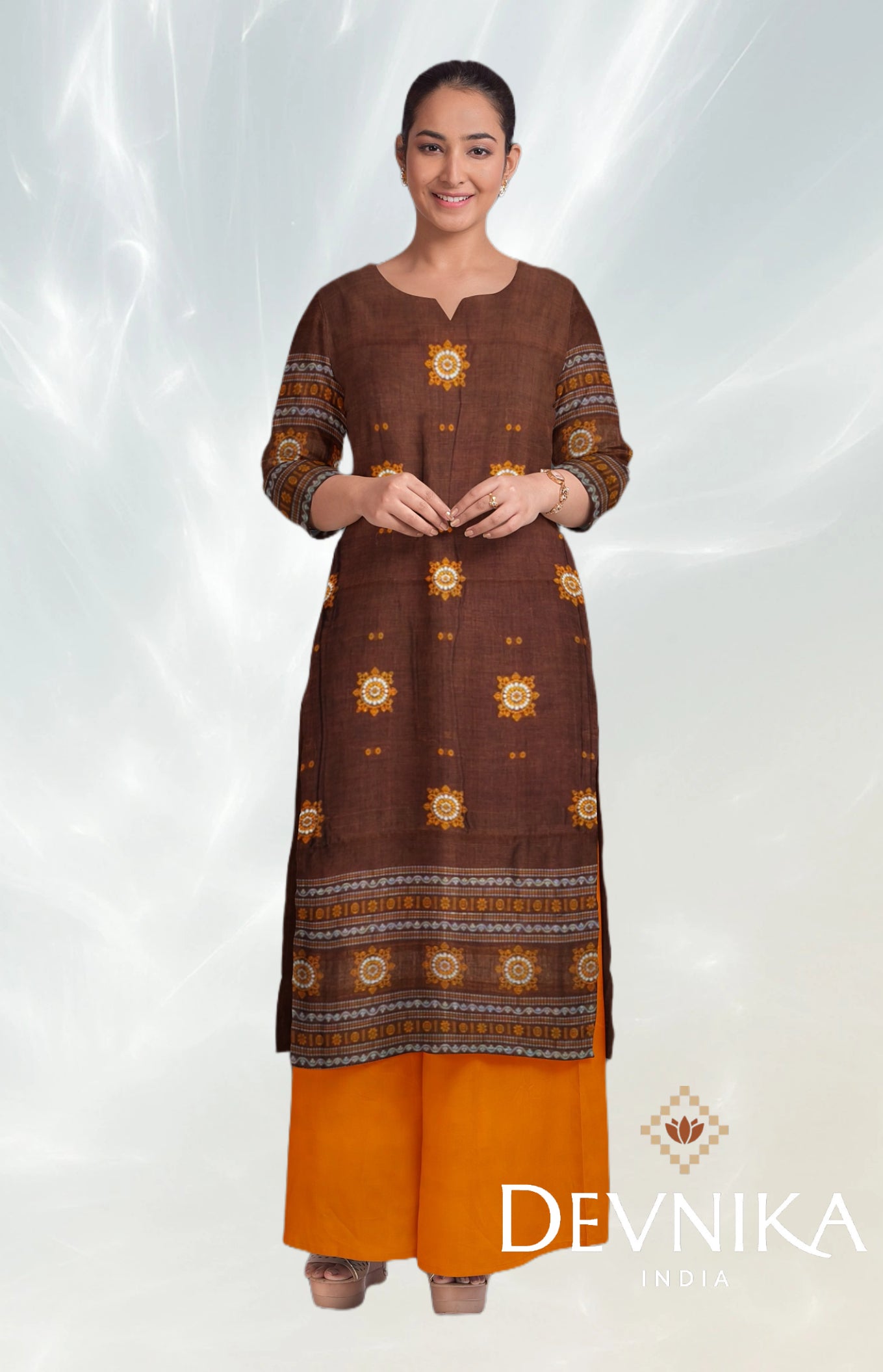 Deep Brown Bomkai Dress Set
