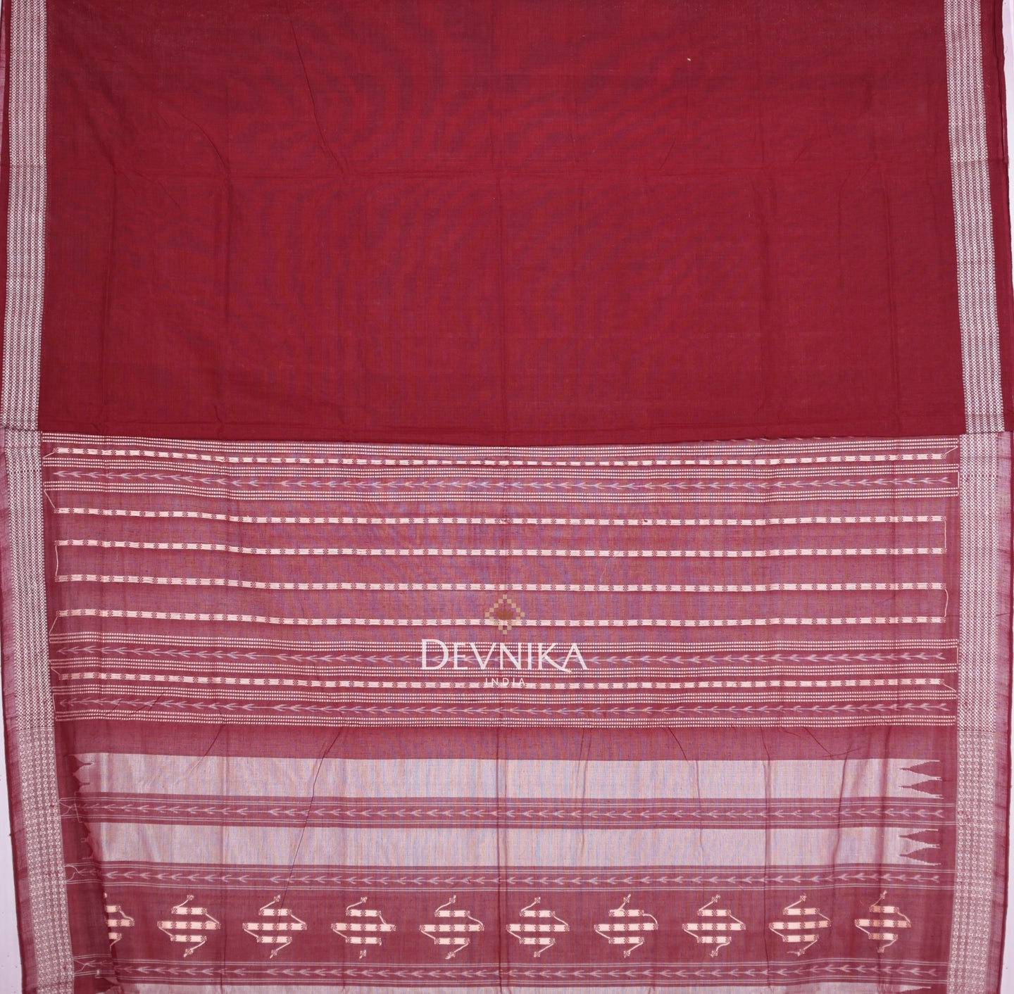 Maroon And Silver Pata Bapta Saree