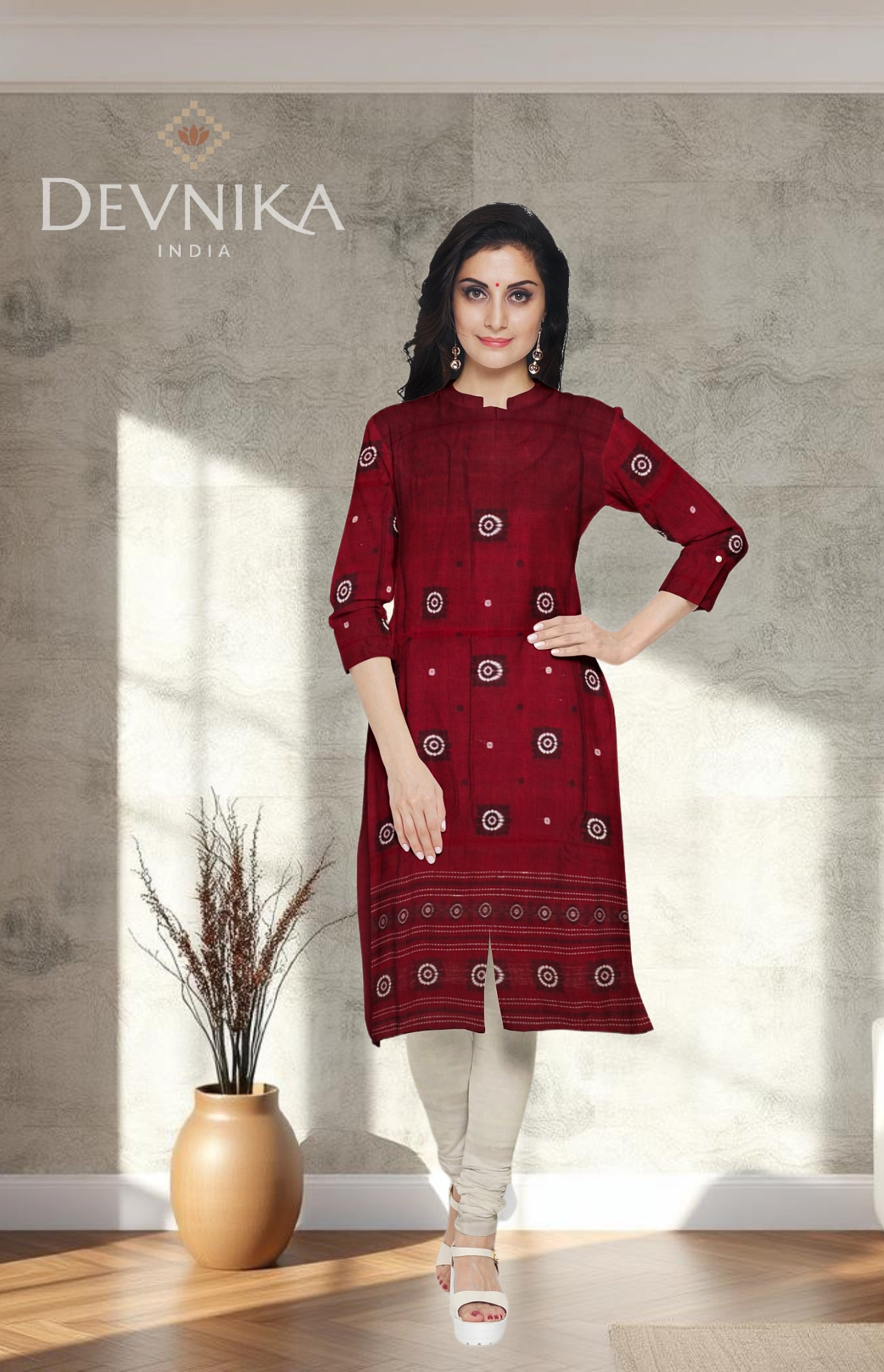 Maroon Bomkai Dress Set