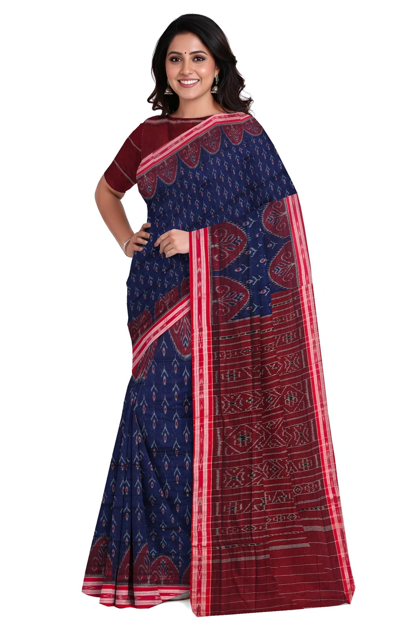Deep Blue Mania Bandha Traditional Katiki Saree | Odisha Handloom GI Tagged | Devnika