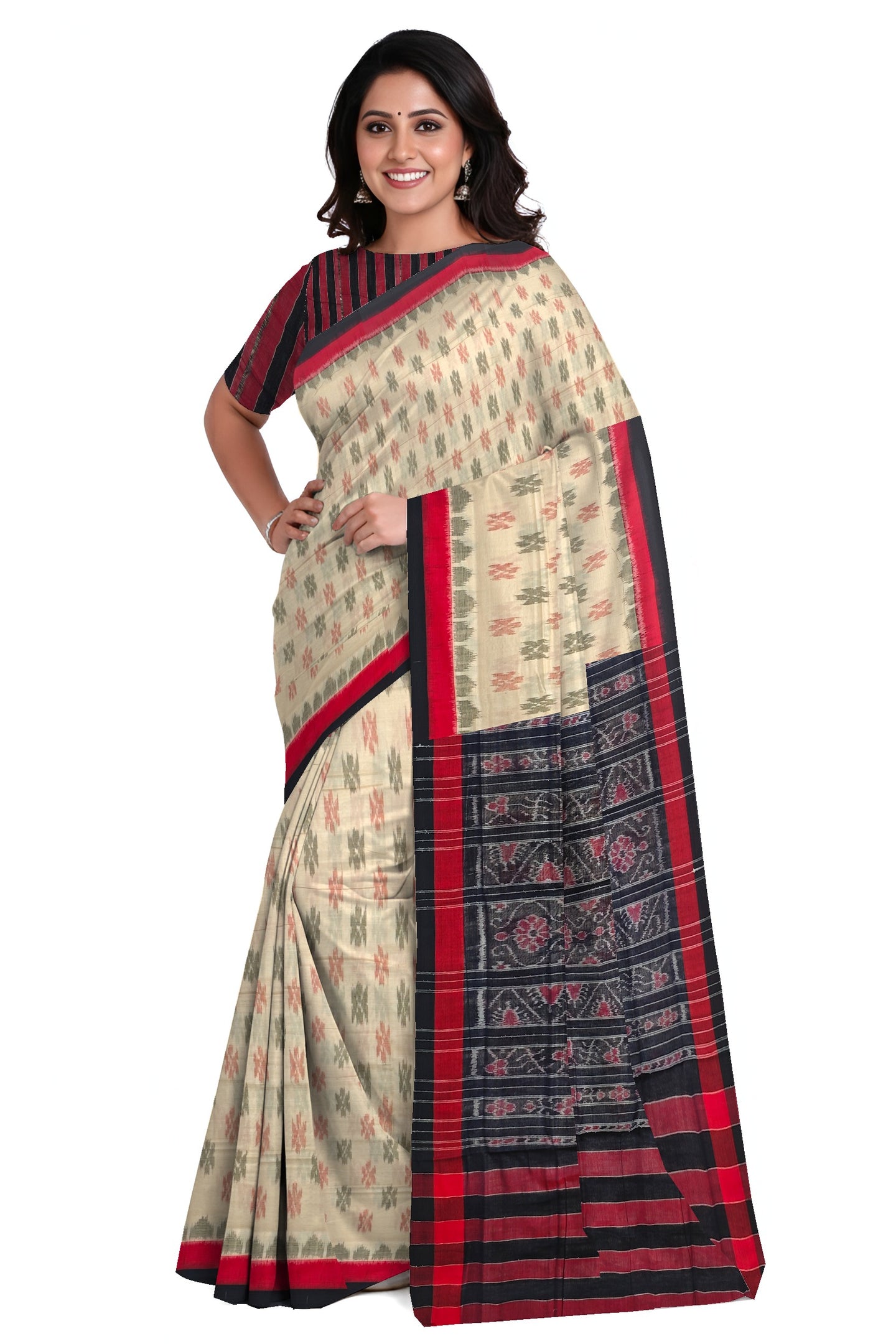 Chandan Mania Bandha Traditional Katiki Saree | Odisha Handloom GI Tagged | Devnika