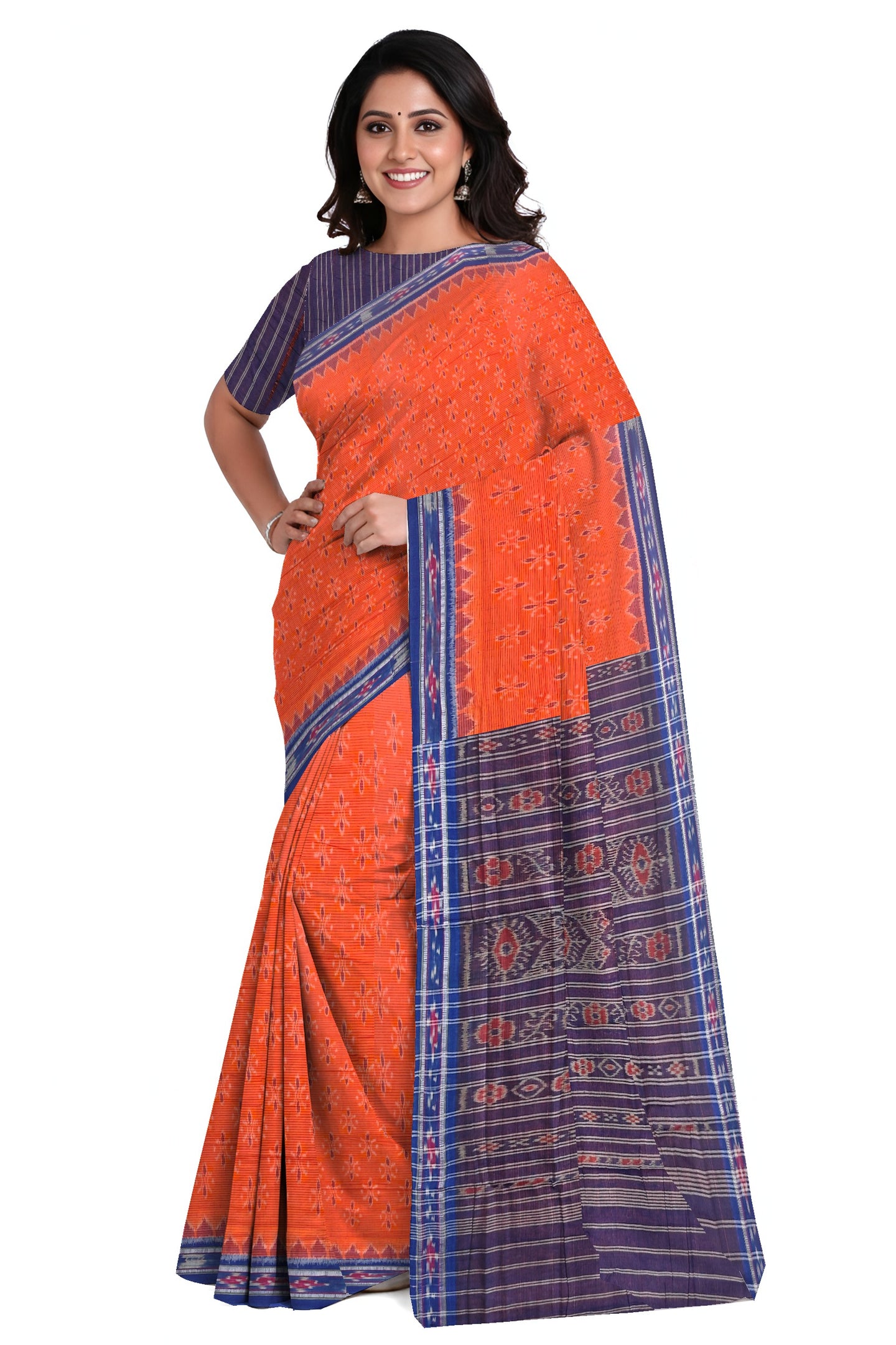 Orange Mania Bandha Traditional Katiki Saree | Odisha Handloom GI Tagged | Devnika
