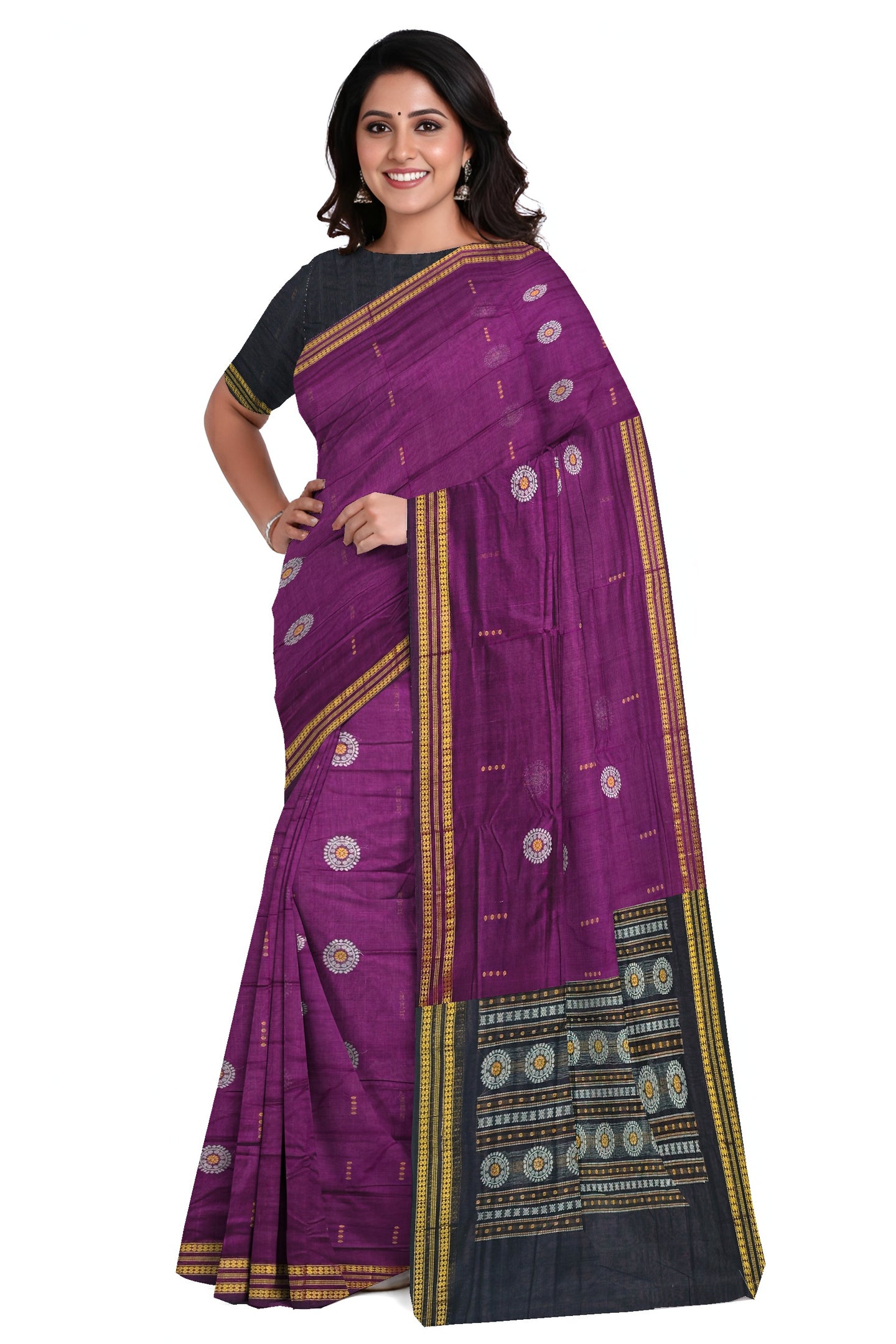 Purple Bomkai Butti Sambalapuri Saree | Odisha Handloom GI Tagged | Devnika