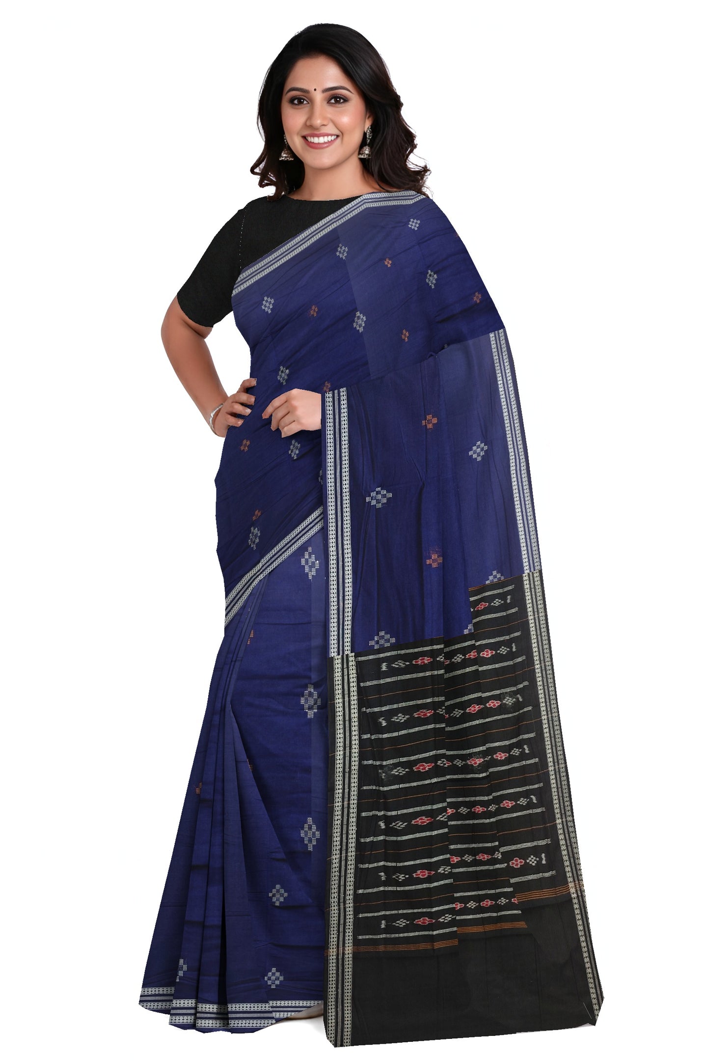 Deep Blue Bomkai Butti Saree