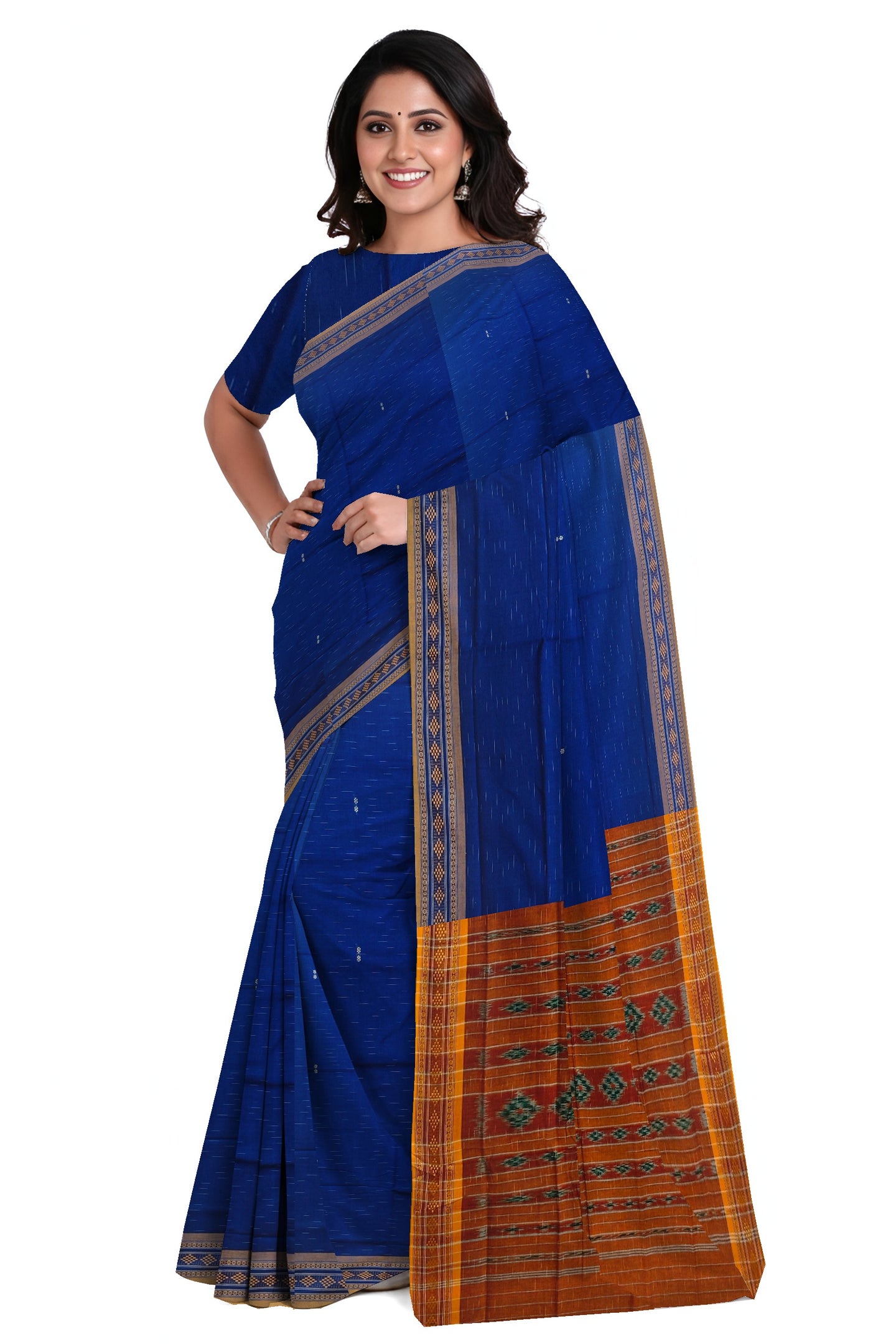 Navy Blue Bomkai Border Pasapalli Saree | Odisha Handloom GI Tagged | Devnika