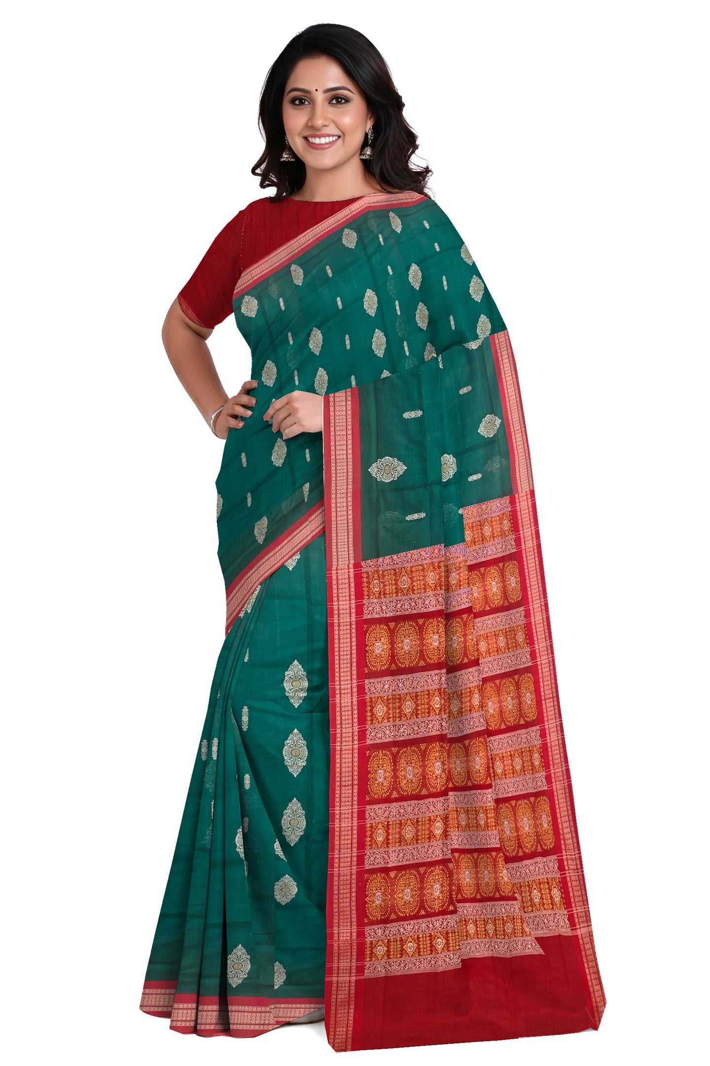 Green Bomkai Sambalapuri Saree