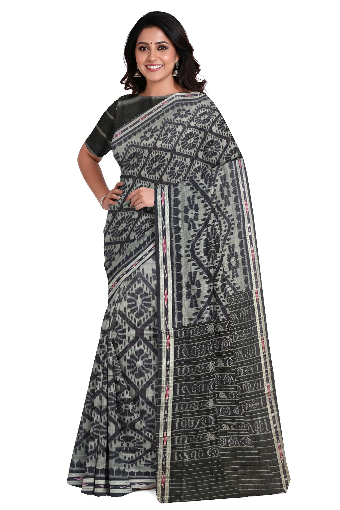 Black Mania Bandha Traditional Katiki Saree | Odisha Handloom GI Tagged | Devnika