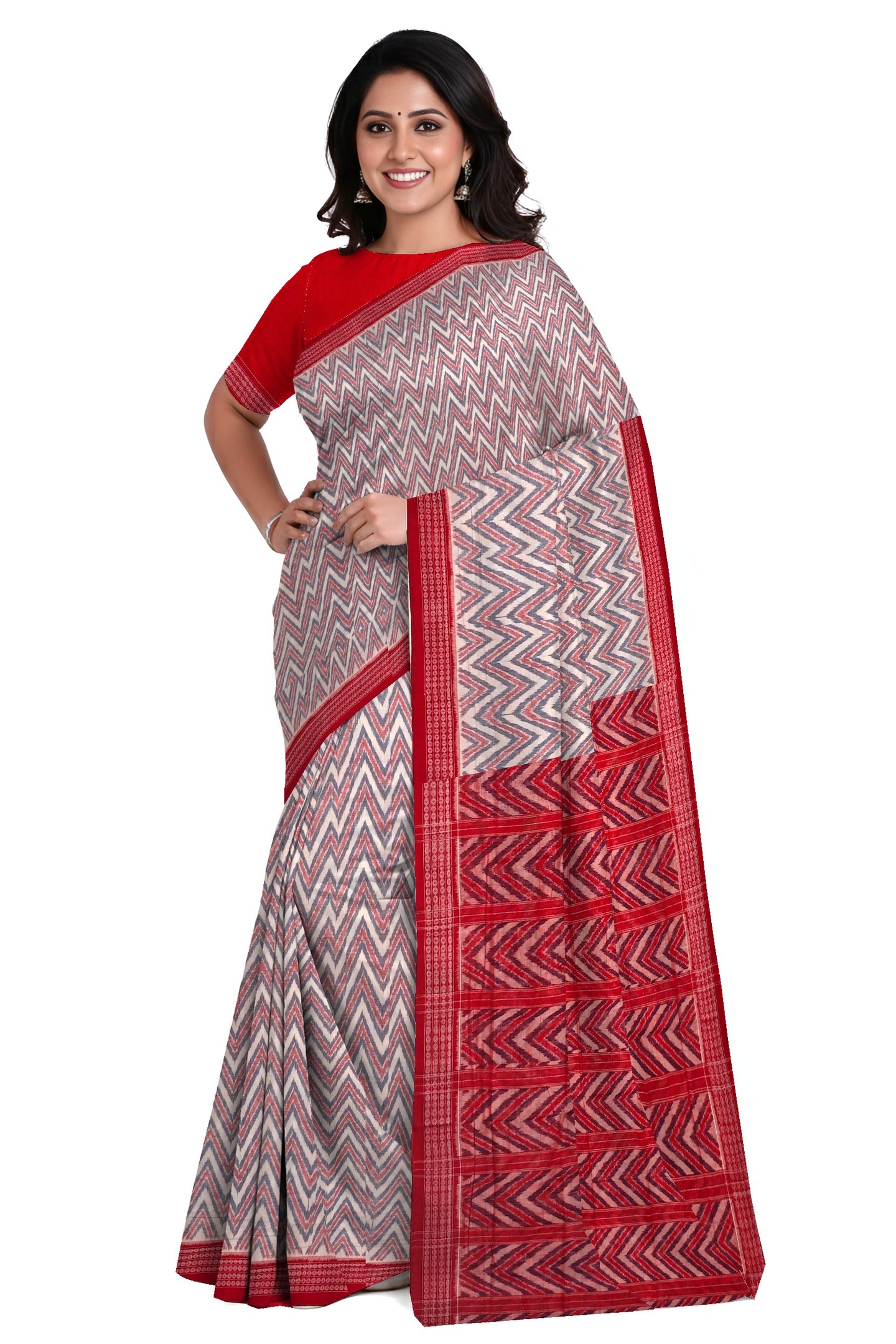 Red White Blue Body Bandha Saree