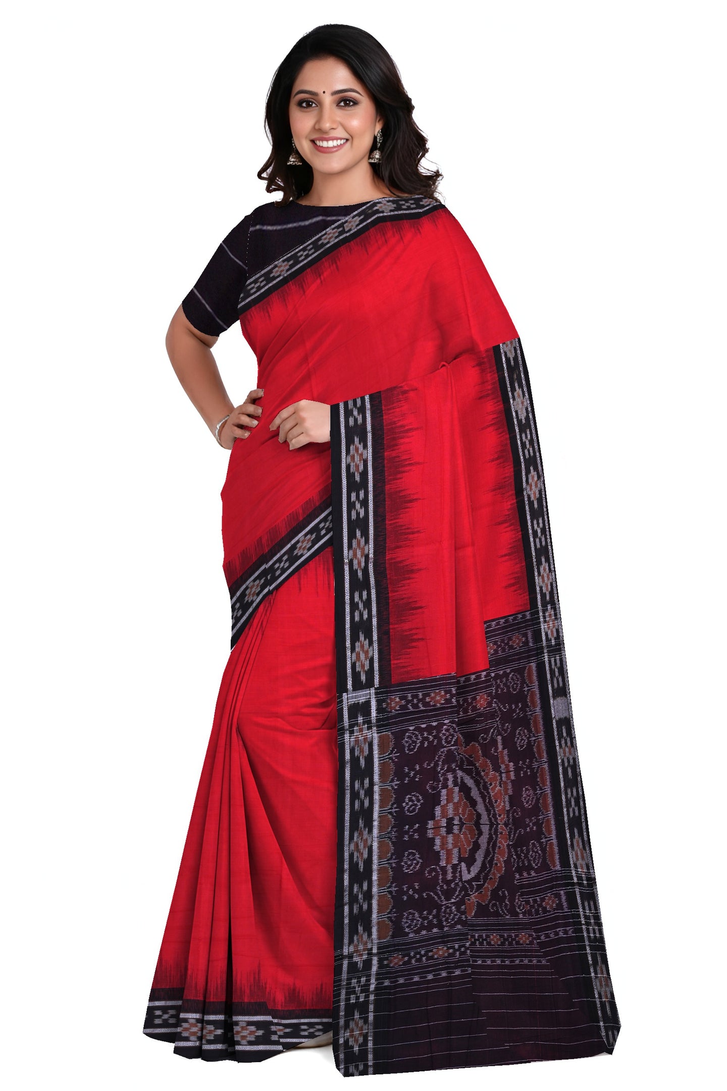 Red Mania Bandha Border Pasapalli Saree | Odisha Handloom GI Tagged | Devnika
