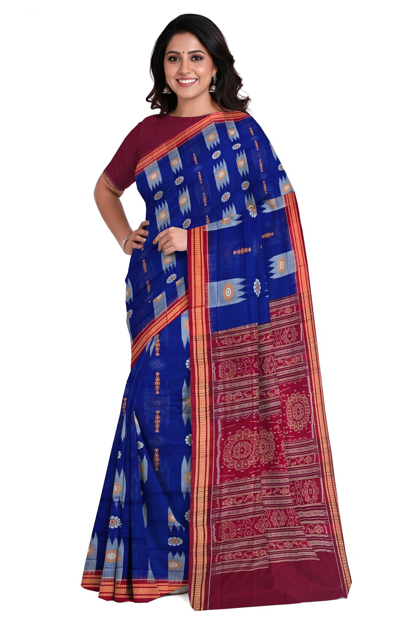 Blue Bandha Bomkai Saree | Odisha Handloom GI Tagged | Devnika