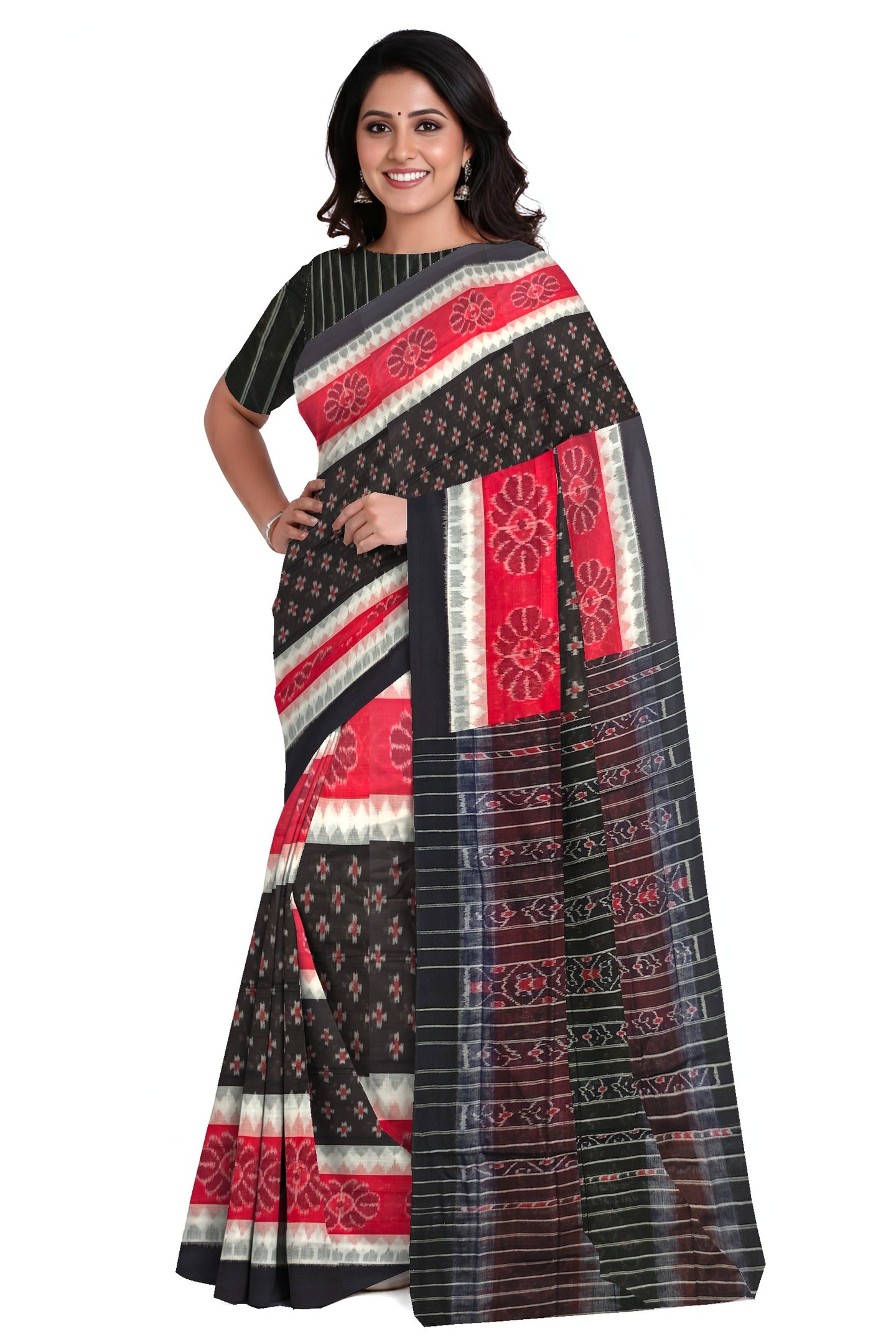 Black Mania Bandha Traditional Katiki Saree | Odisha Handloom GI Tagged | Devnika