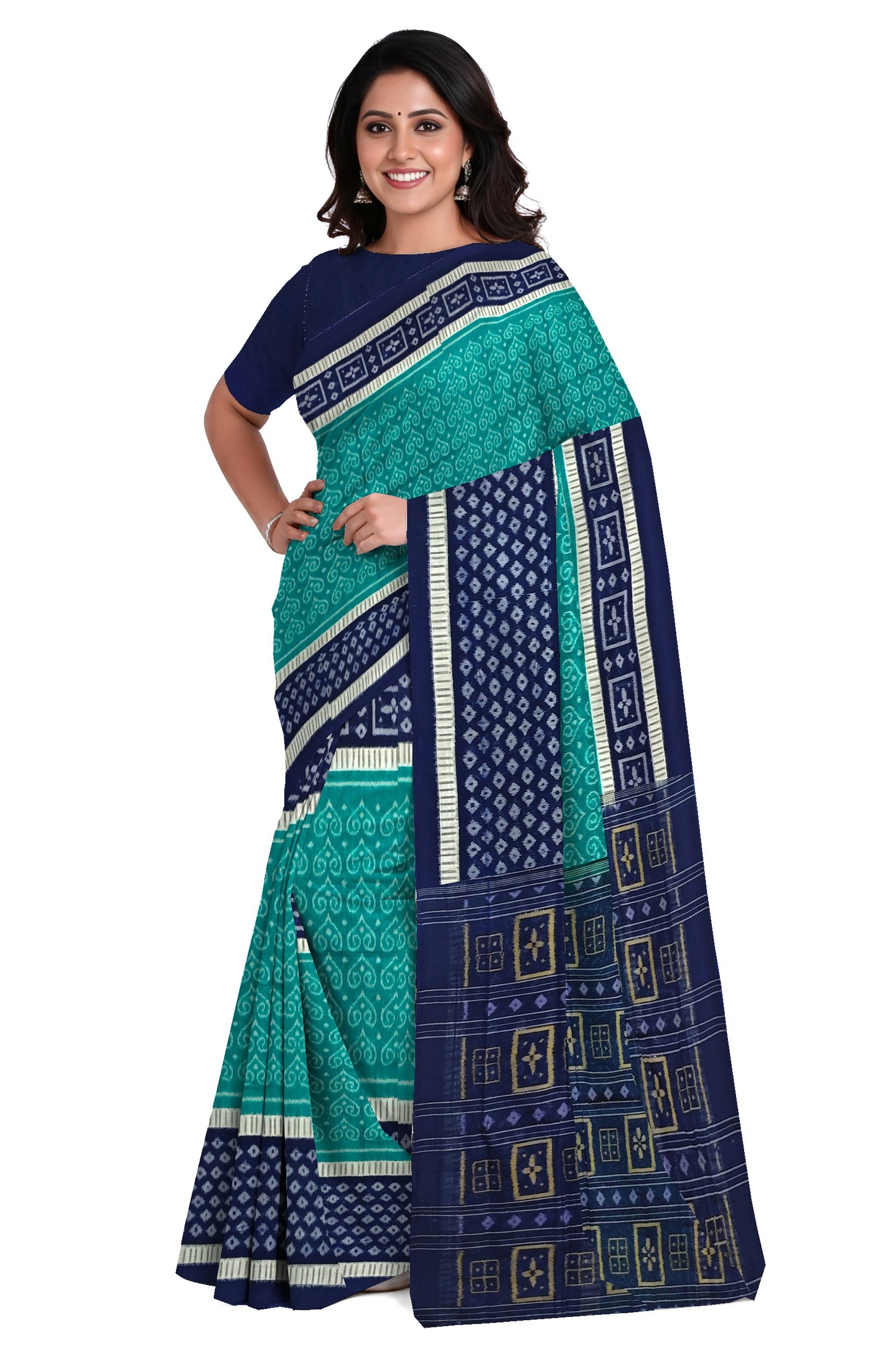 Teal Green Body Bandha Saree