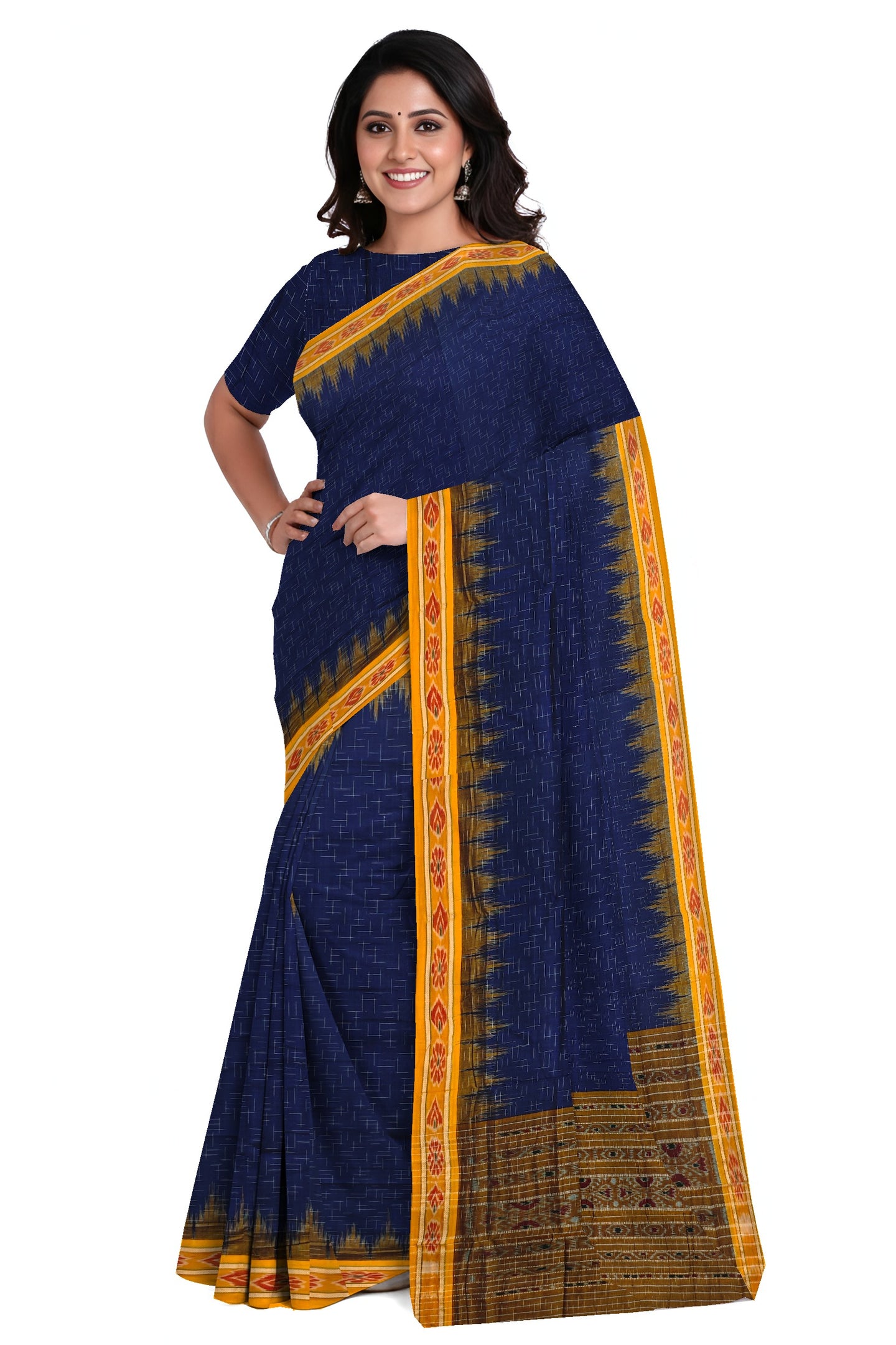 Deep Blue Mania Bandha Traditional Katiki Saree | Odisha Handloom GI Tagged | Devnika