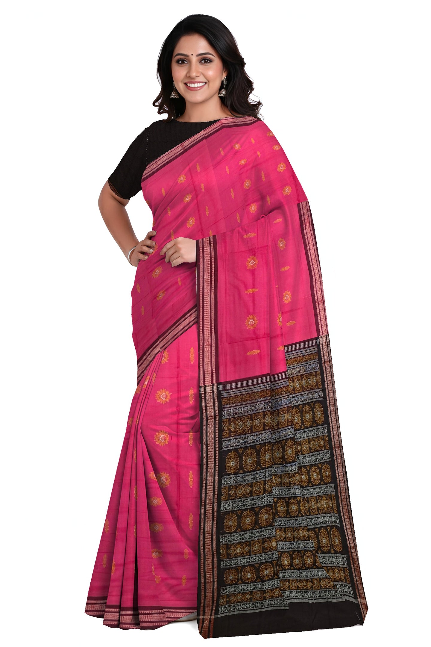 Hot Pink Bomkai Sambalapuri Saree