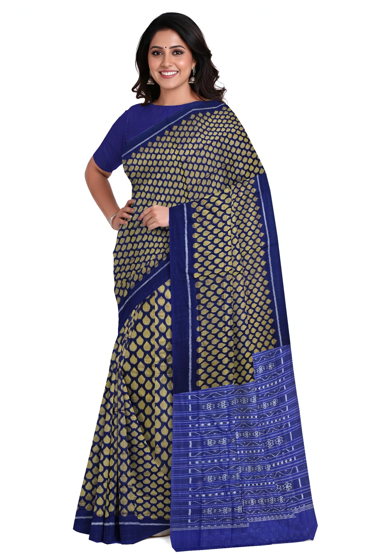 Blue Golden Tikili Bandha Saree