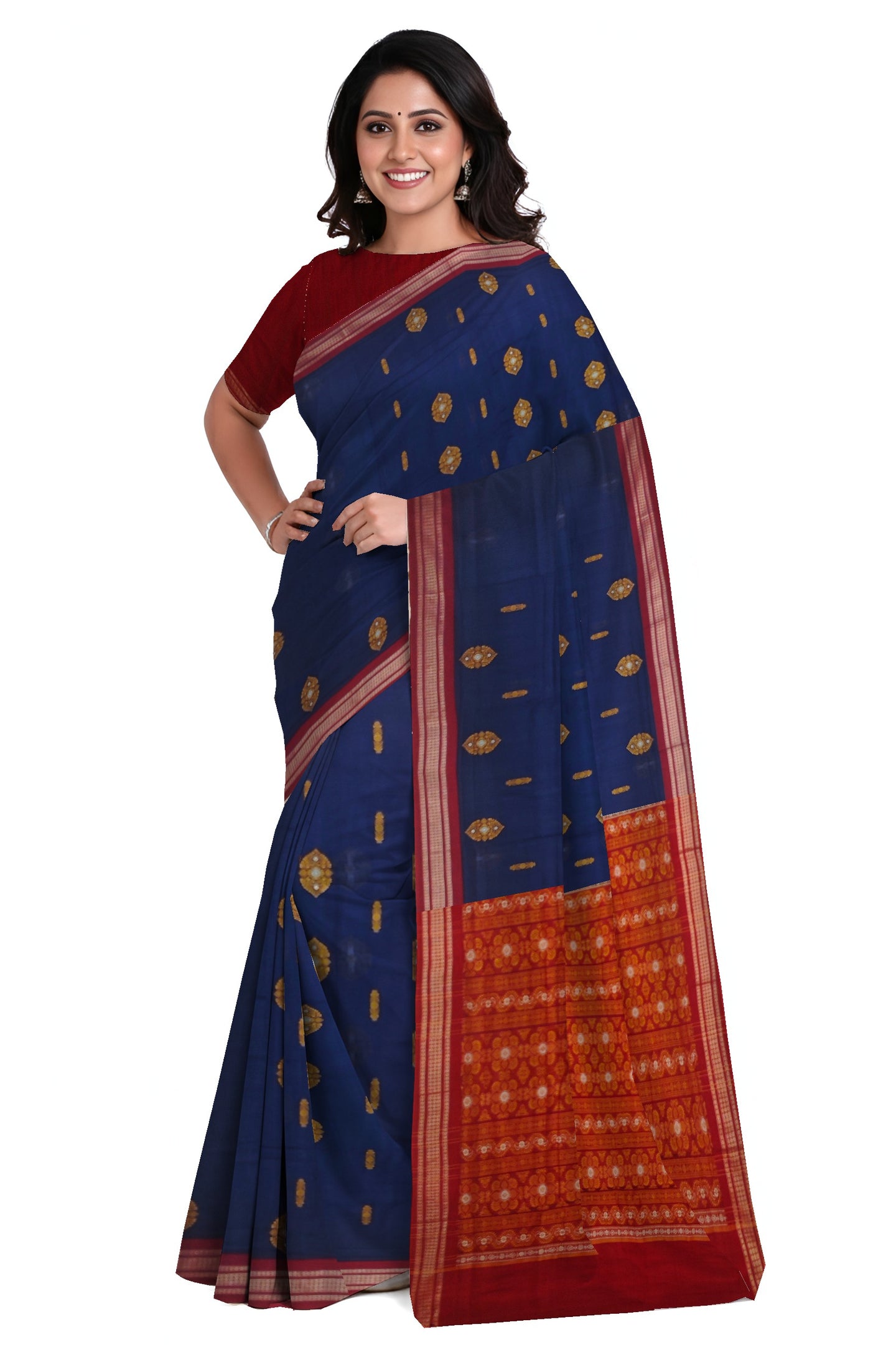 Blue Bomkai Sambalapuri Saree