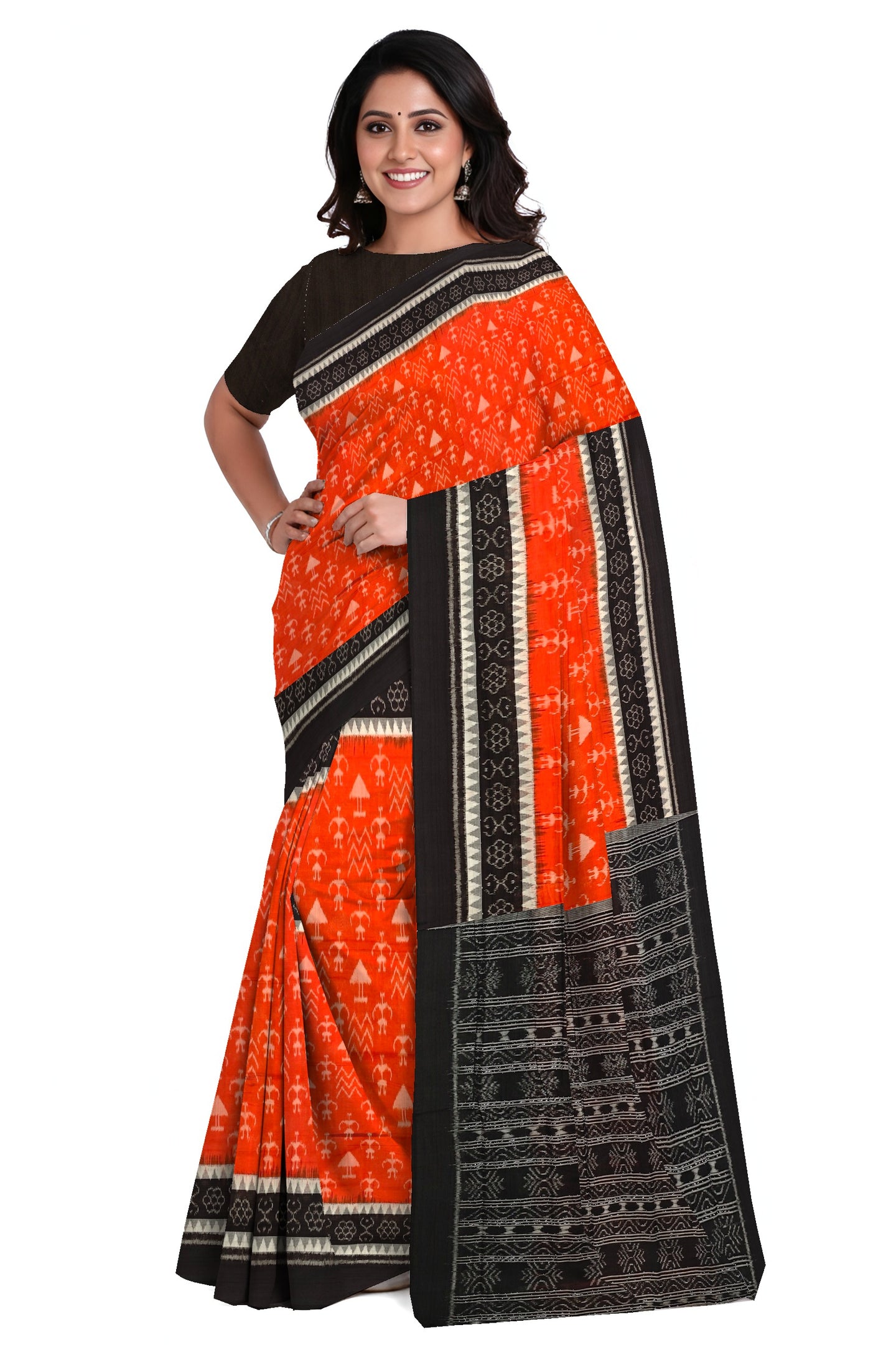 Orange Teracota Bandha Saree