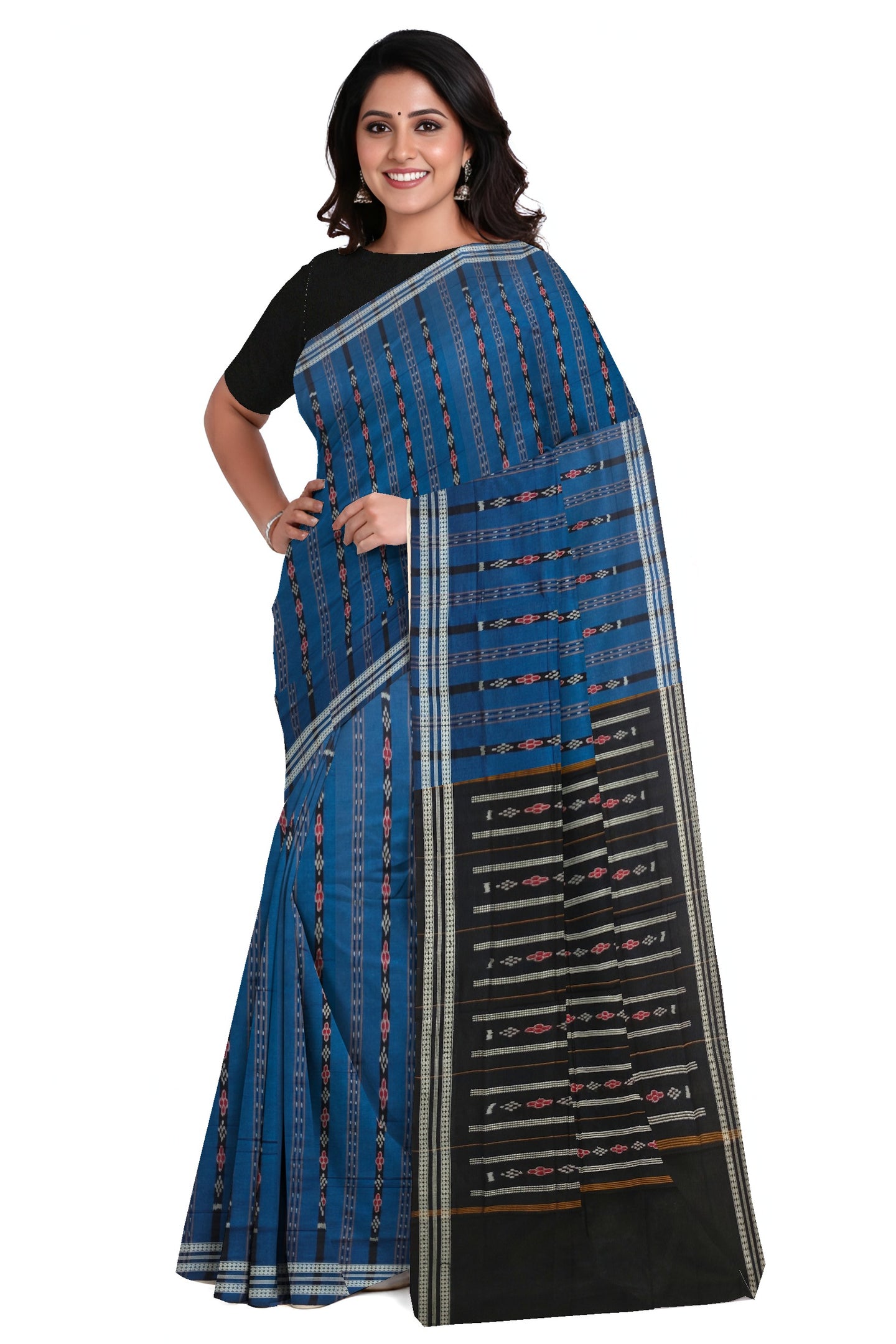 Blue Line Bandha Saree | Odisha Handloom GI Tagged | Devnika