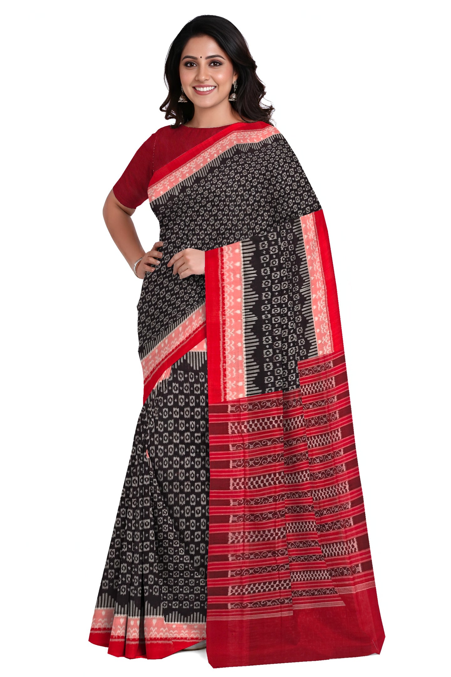 Dark Coffee Border Bandha Saree