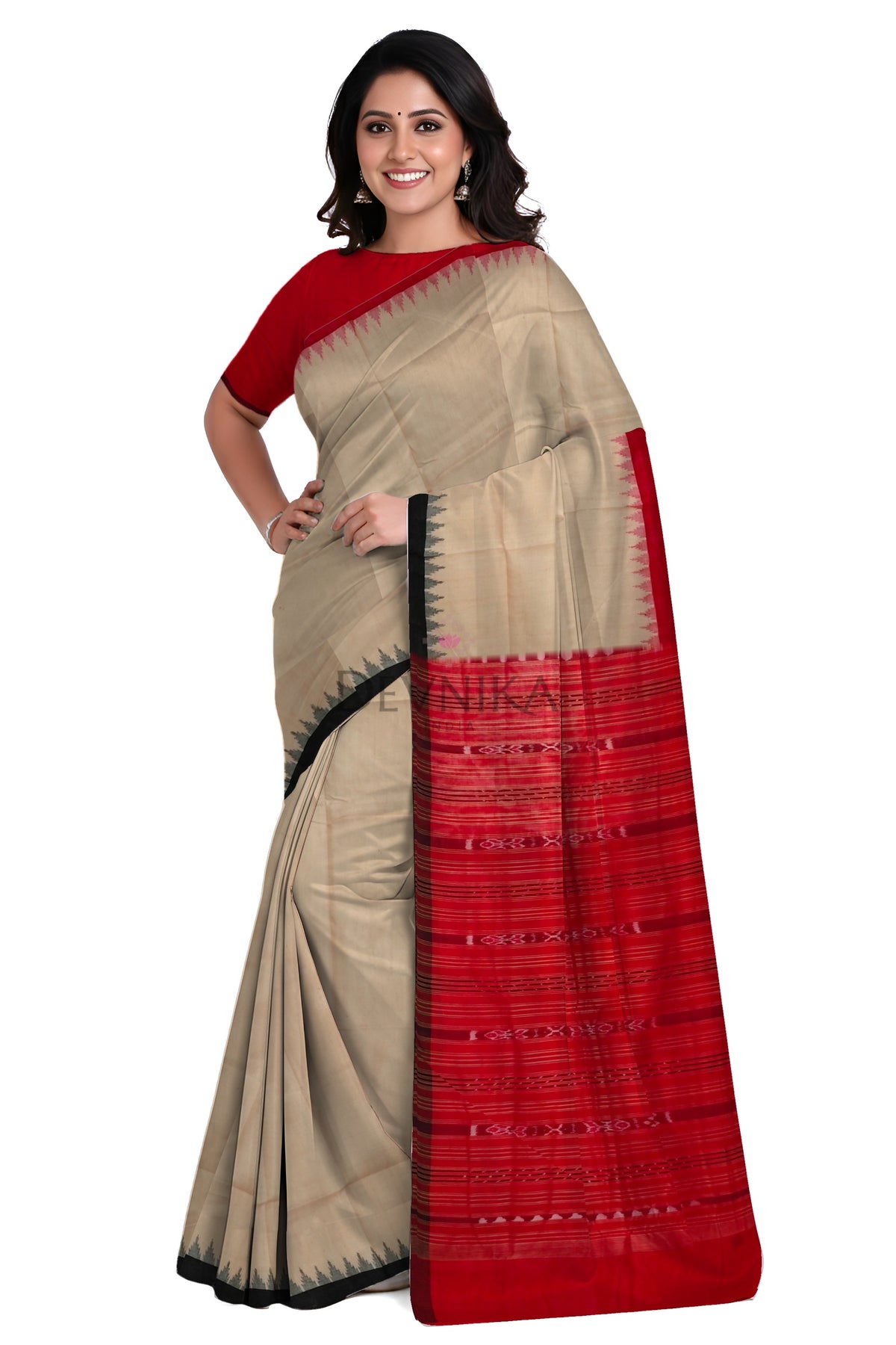 Chandan Ganga Jamuna Cotton Bapta Saree | Odisha Handloom GI Tagged | Devnika