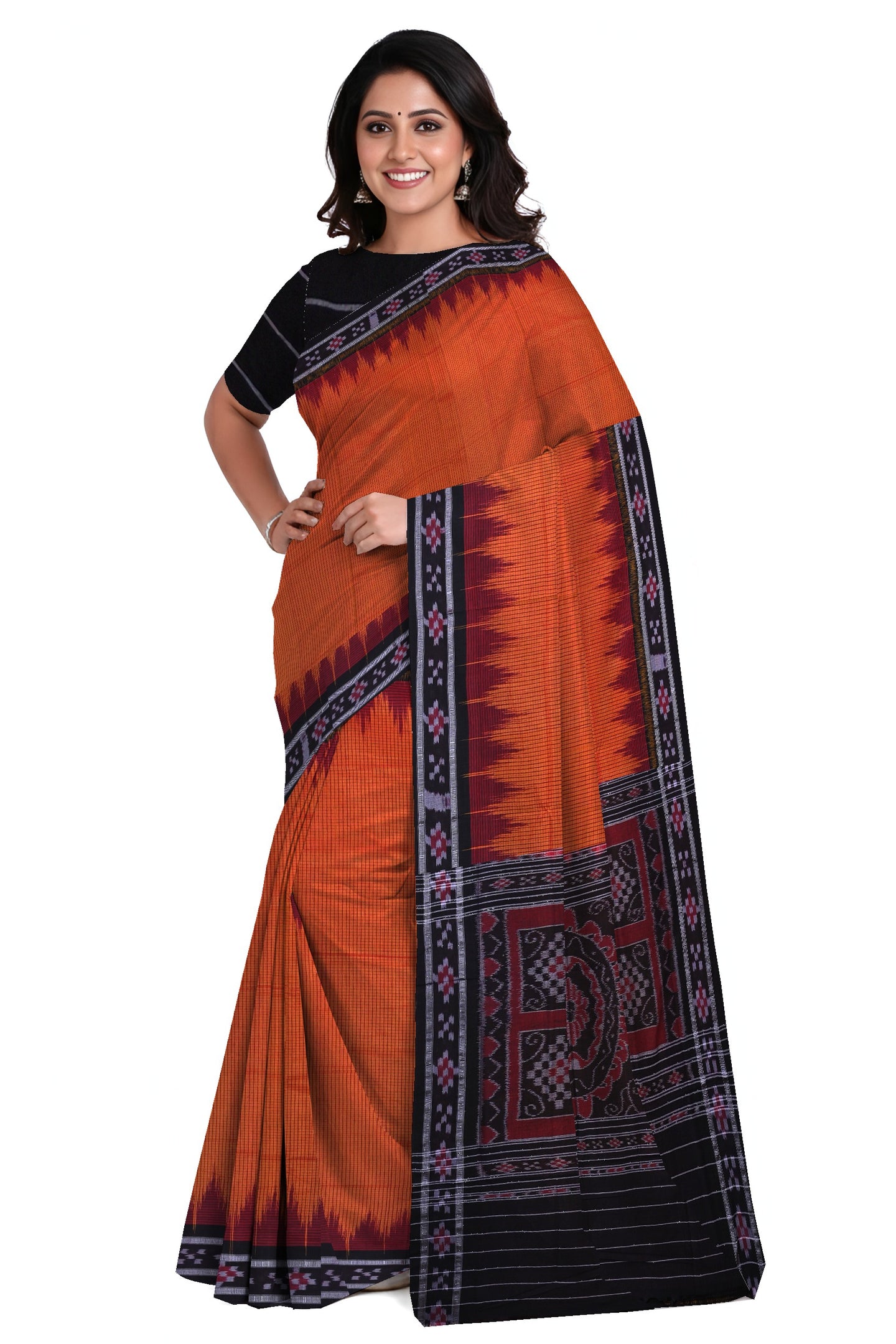 Golden Orange Mania Bandha Border Pasapalli Saree