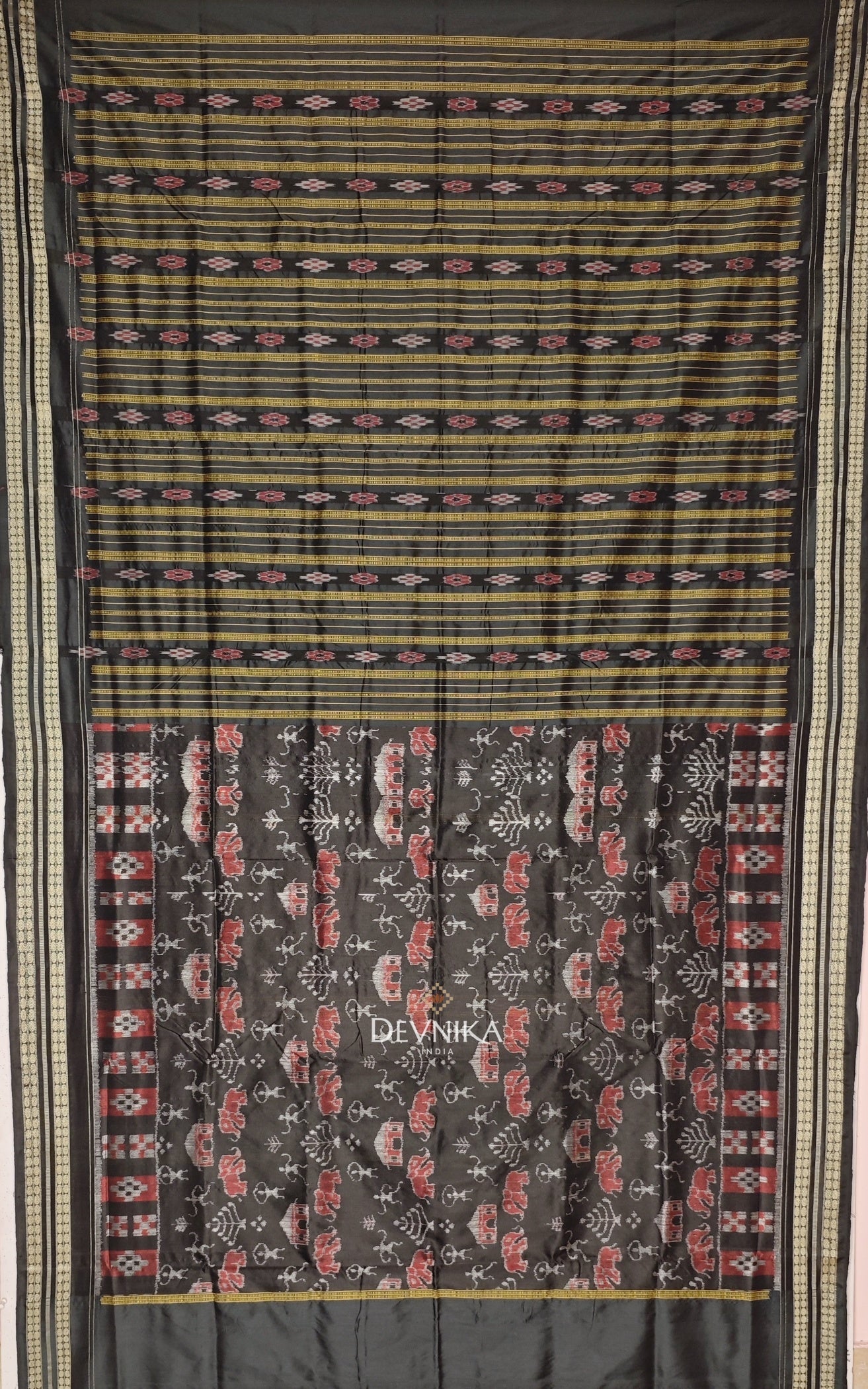 Black And Maroon Body Bandha Saree(Patli)