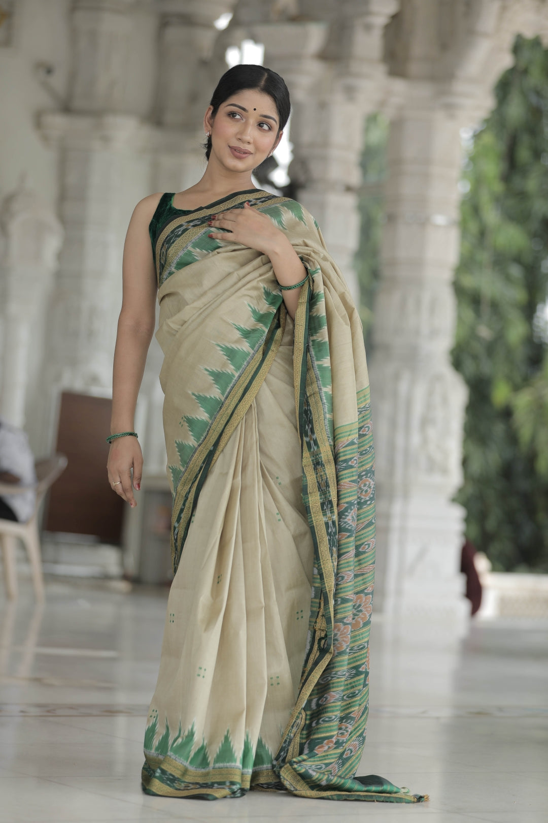 Matha Big Temple Border Khandua Pata Saree | Odisha Handloom | Devnika