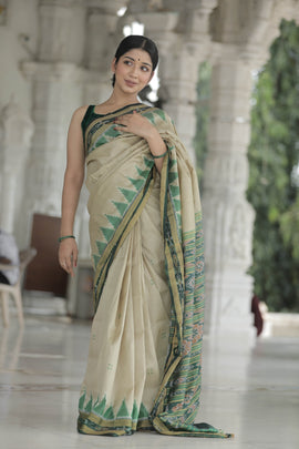 Matha Big Temple Border Khandua Pata Saree | Odisha Handloom | Devnika