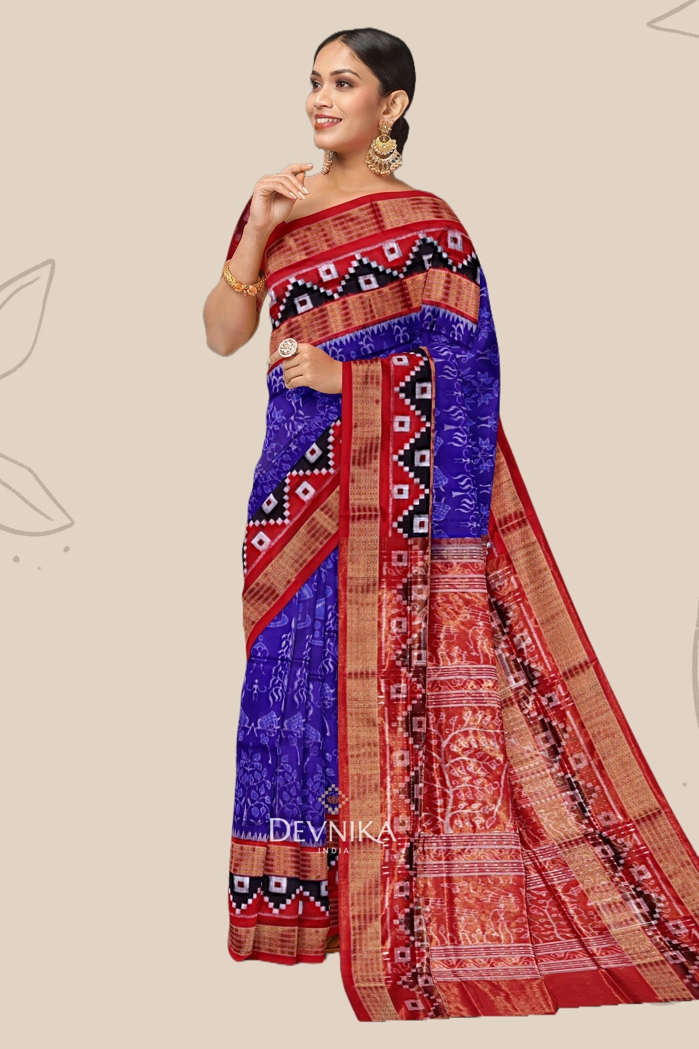 Blue Violate Body Bandha Tissue Saree
