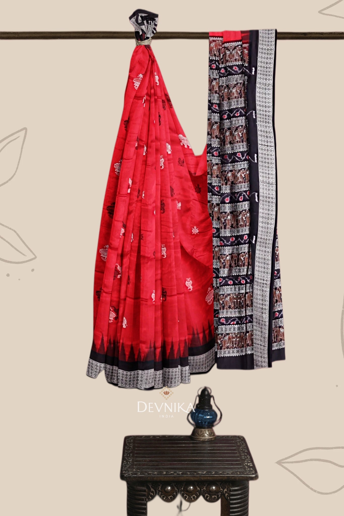 Red Body Bomkai Saree